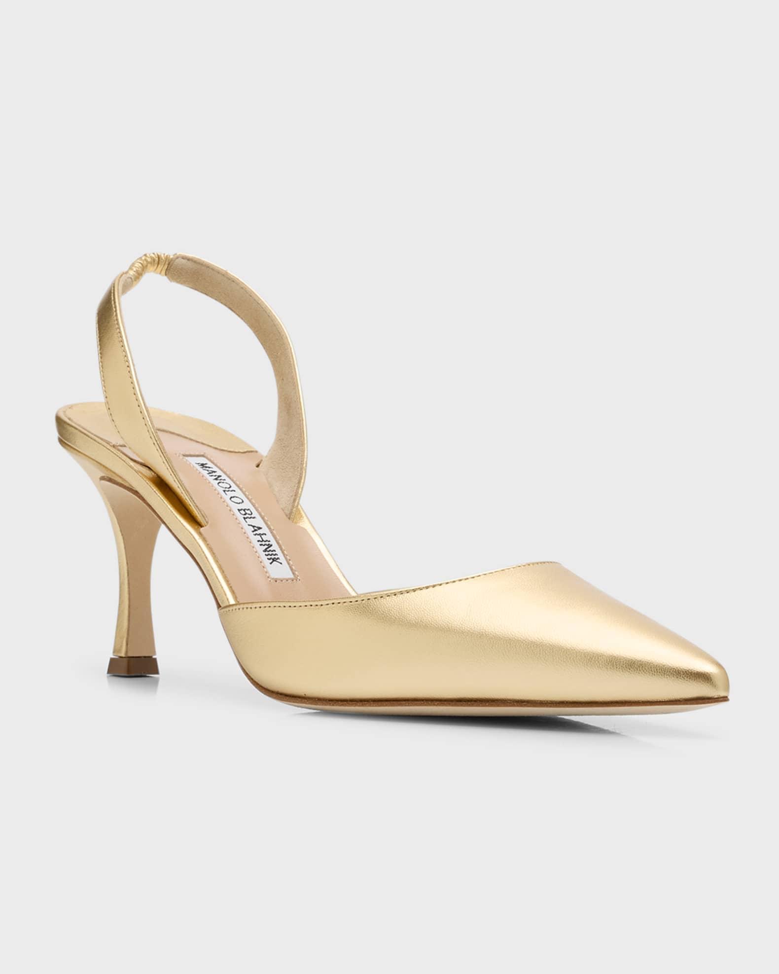Carolyne Metallic Leather Mid-Heel Slingback Pumps Product Image