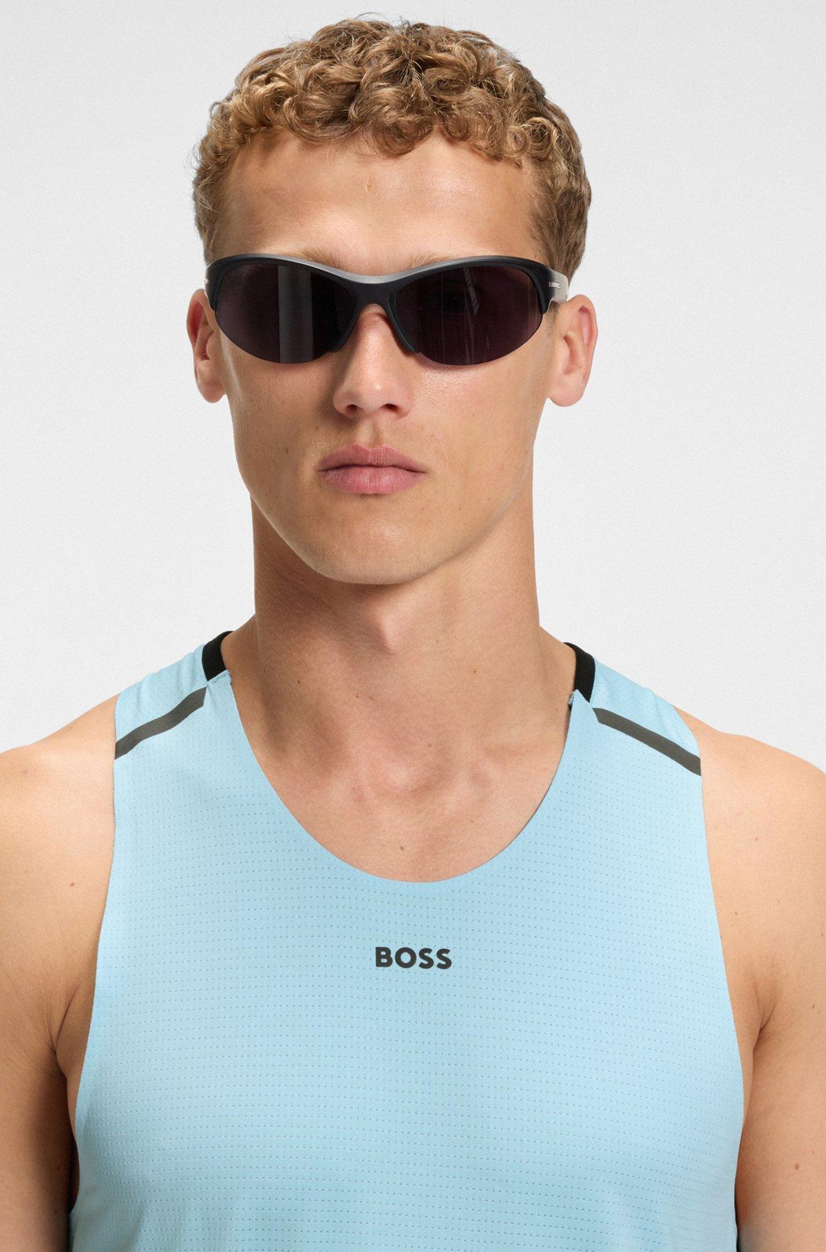 Active mesh-jersey tank top with decorative reflective details Product Image