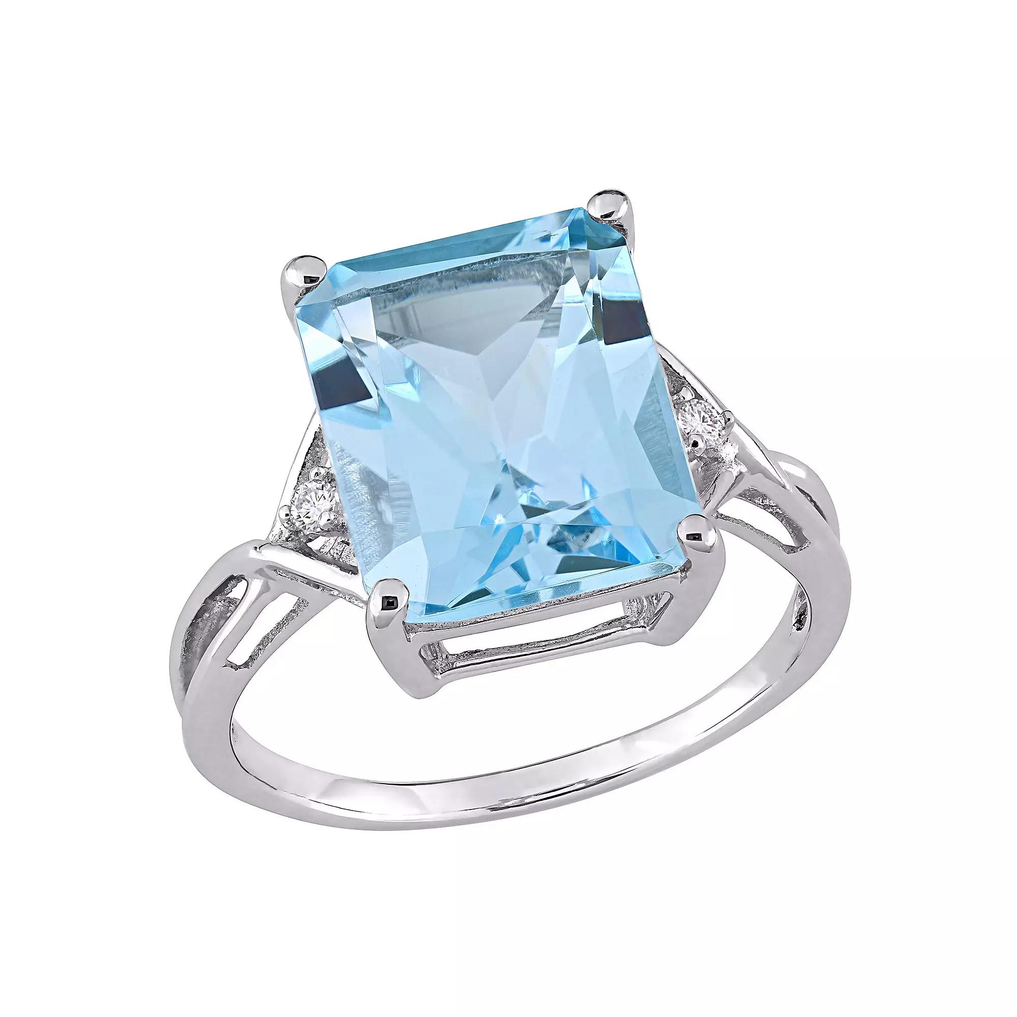 Stella Grace Sterling Silver Blue Topaz & White Topaz Cocktail Ring, Womens Product Image