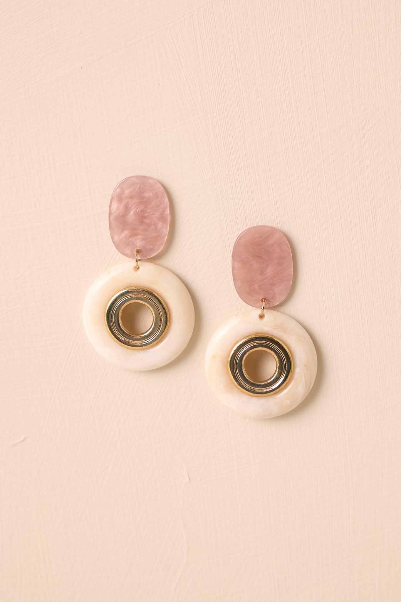 Blush Hour Light Pink Pearlescent Drop Earrings Product Image