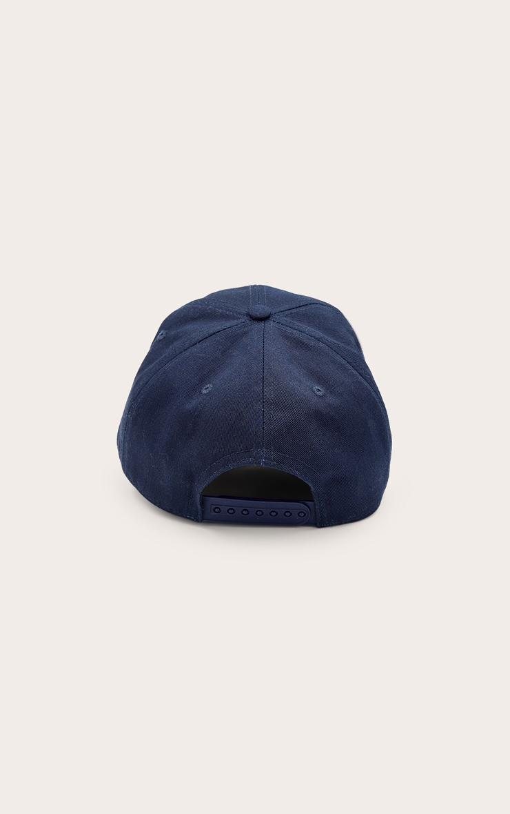 Pretty Little Thing Cream Embroidered Navy Cap Product Image