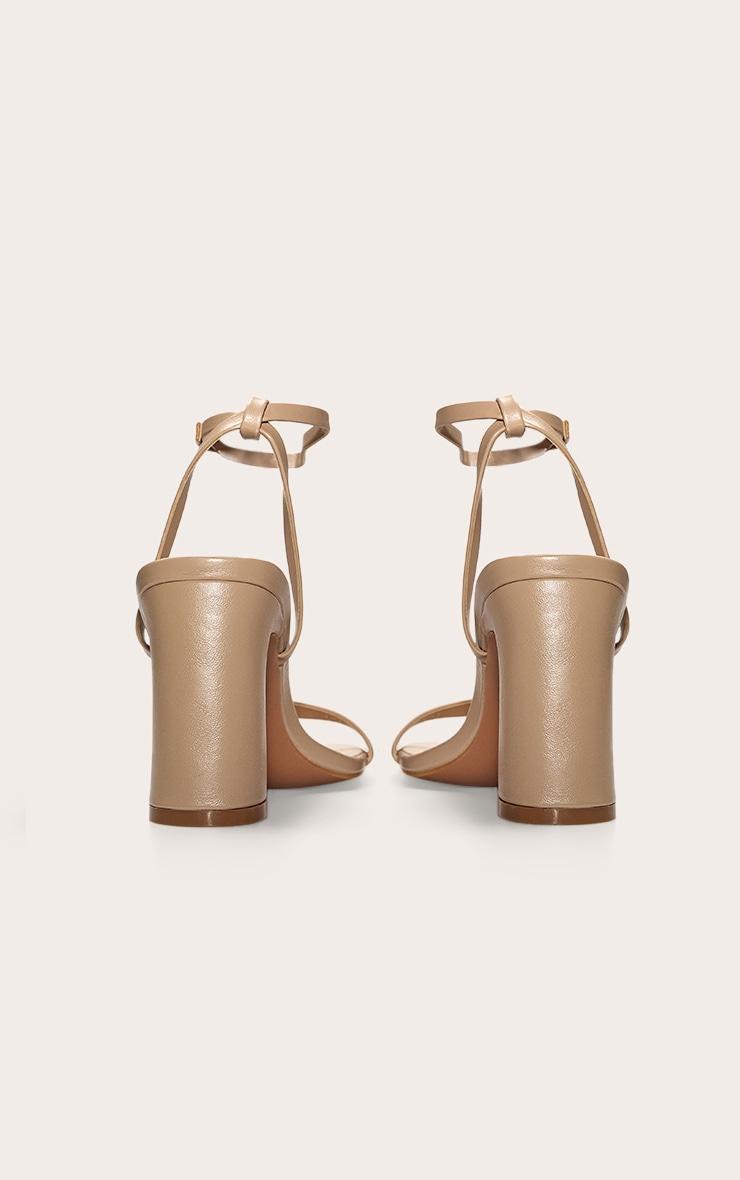 Nude PU Pu Square Toe Barely There Block High Heel Sandals Product Image