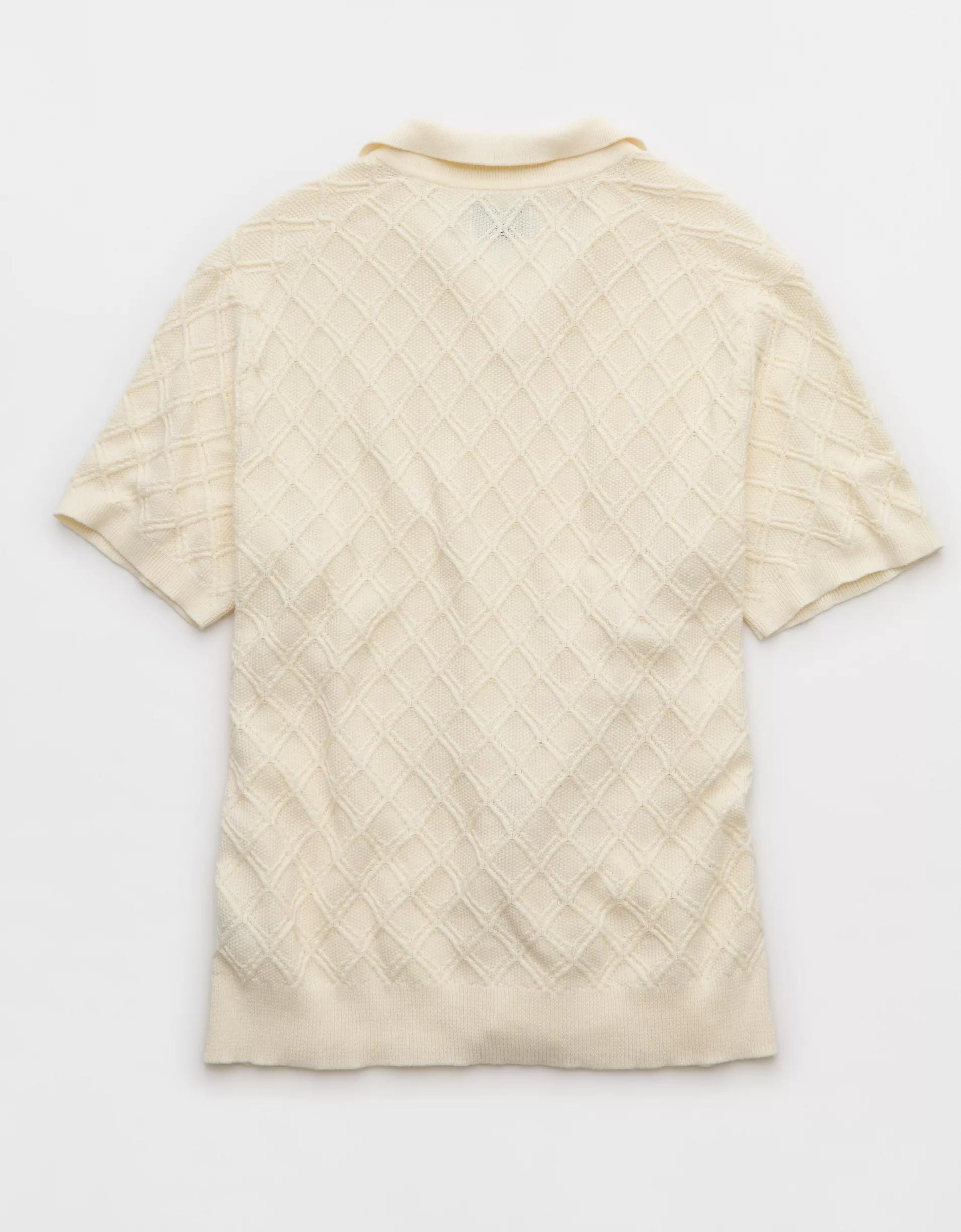 AE Weekend Cable Knit Sweater Polo Shirt Product Image