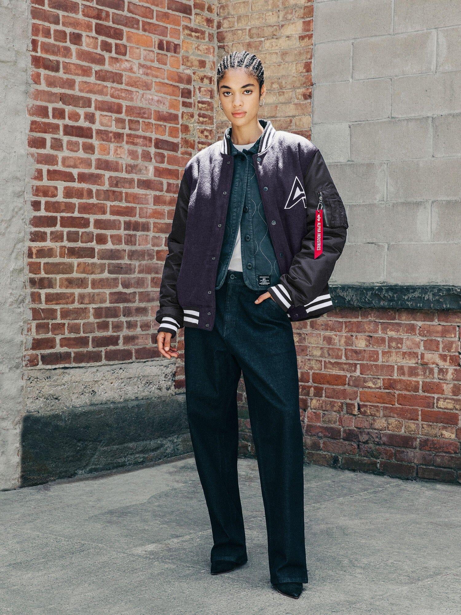 WOMEN'S MA-1 WOOL VARSITY JACKET (REPLICA BLUE) Product Image