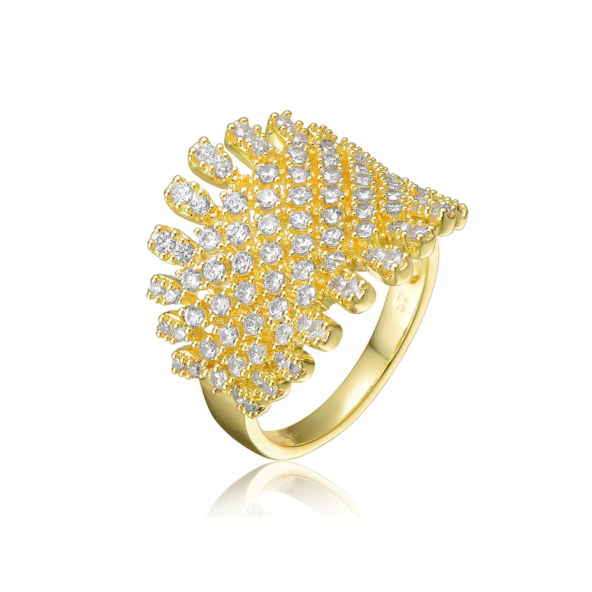 Gold Tone Cubic Zirconia Cluster Ring, Womens Product Image