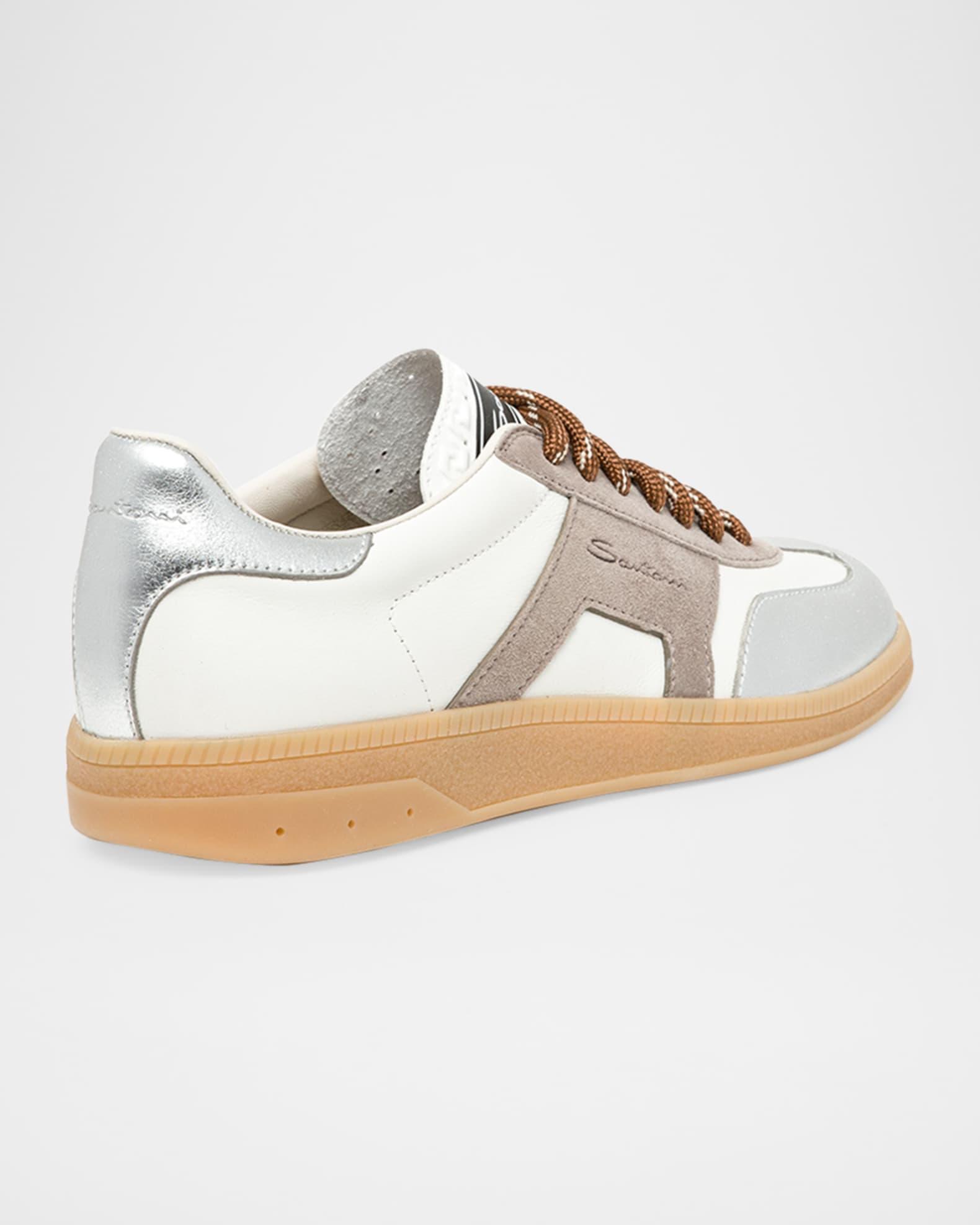 Mixed Leather Low-Top Sneakers Product Image