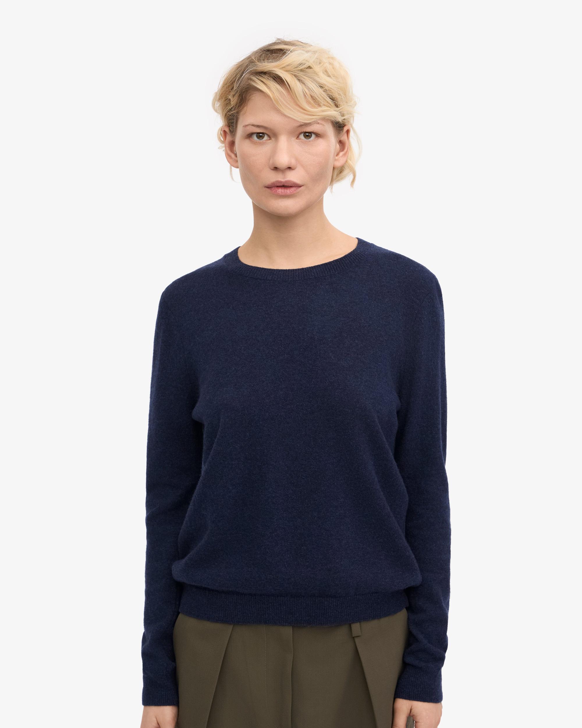 Women Light Merino Wool Crew - Marine Blue Product Image