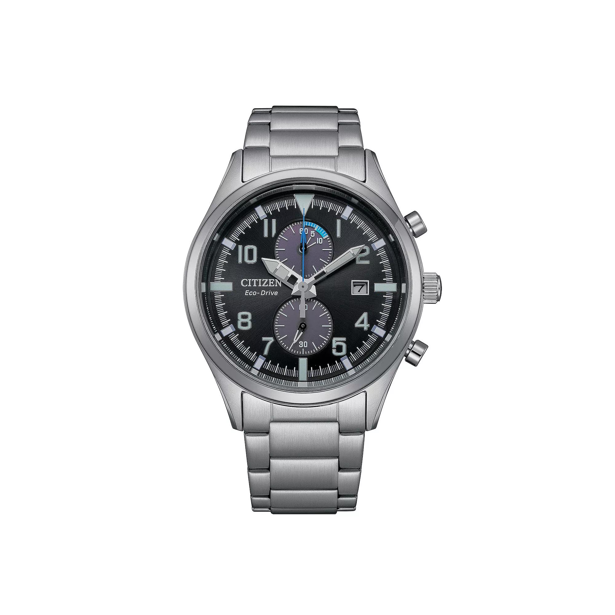 Citizen Mens Eco-Drive Stainless Steel Chronograph Bracelet Watch - CA7028-81L Black Silver Product Image