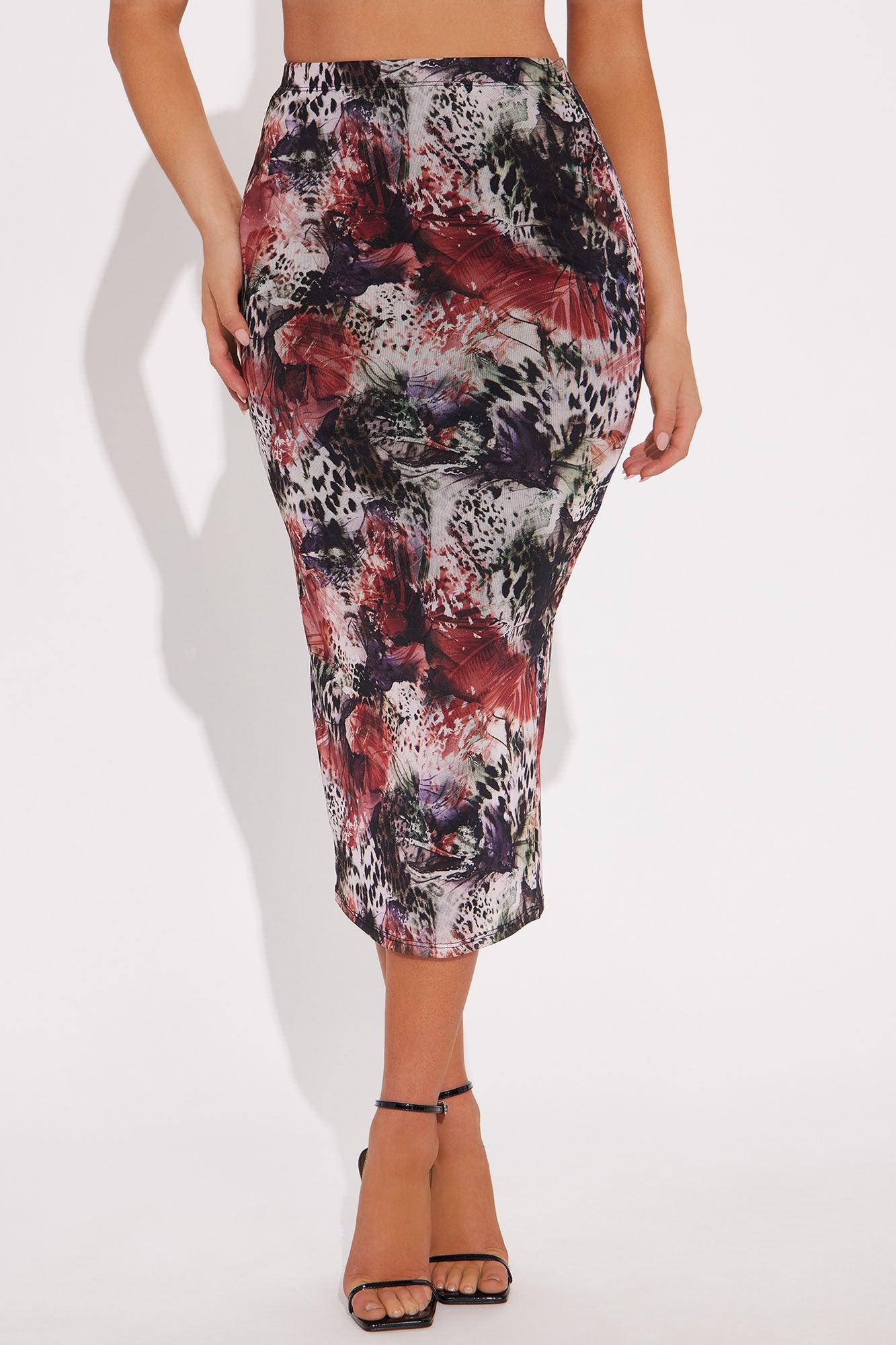 Cosmic Bloom Mesh Midi Skirt - Multi Color Product Image