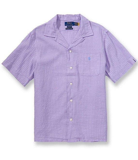 Polo Ralph Lauren Classic Fit Linen-Blend Seersucker Short Sleeve Woven Camp Shirt Product Image