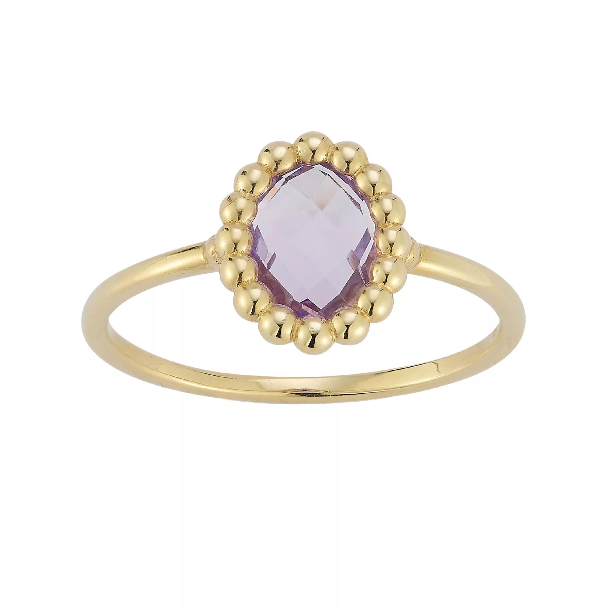 LUMINOR GOLD 14k Gold Gemstone Oval Ring, Women's, Size: 6, Purple Product Image