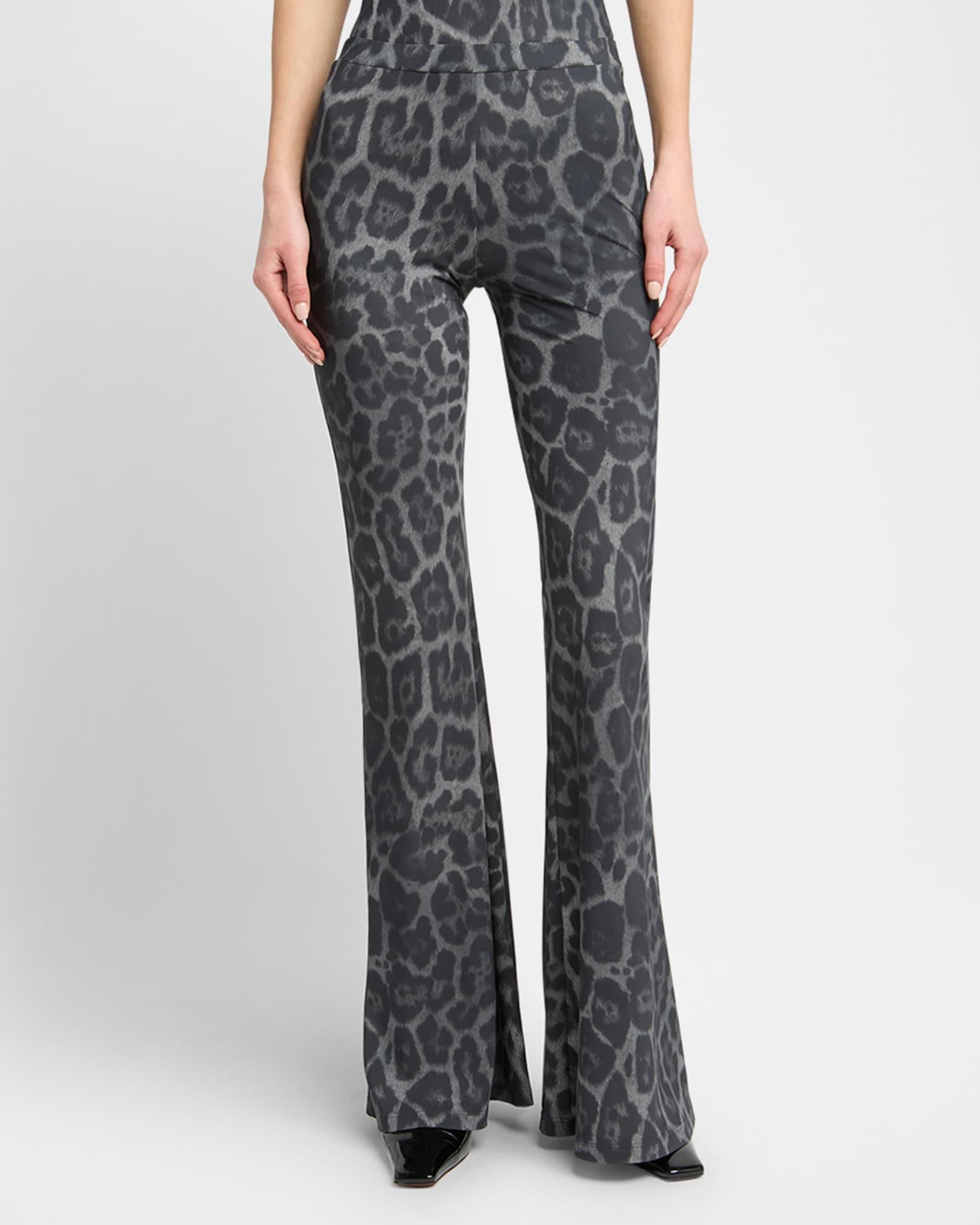 Flared Leopard Print Pants Product Image
