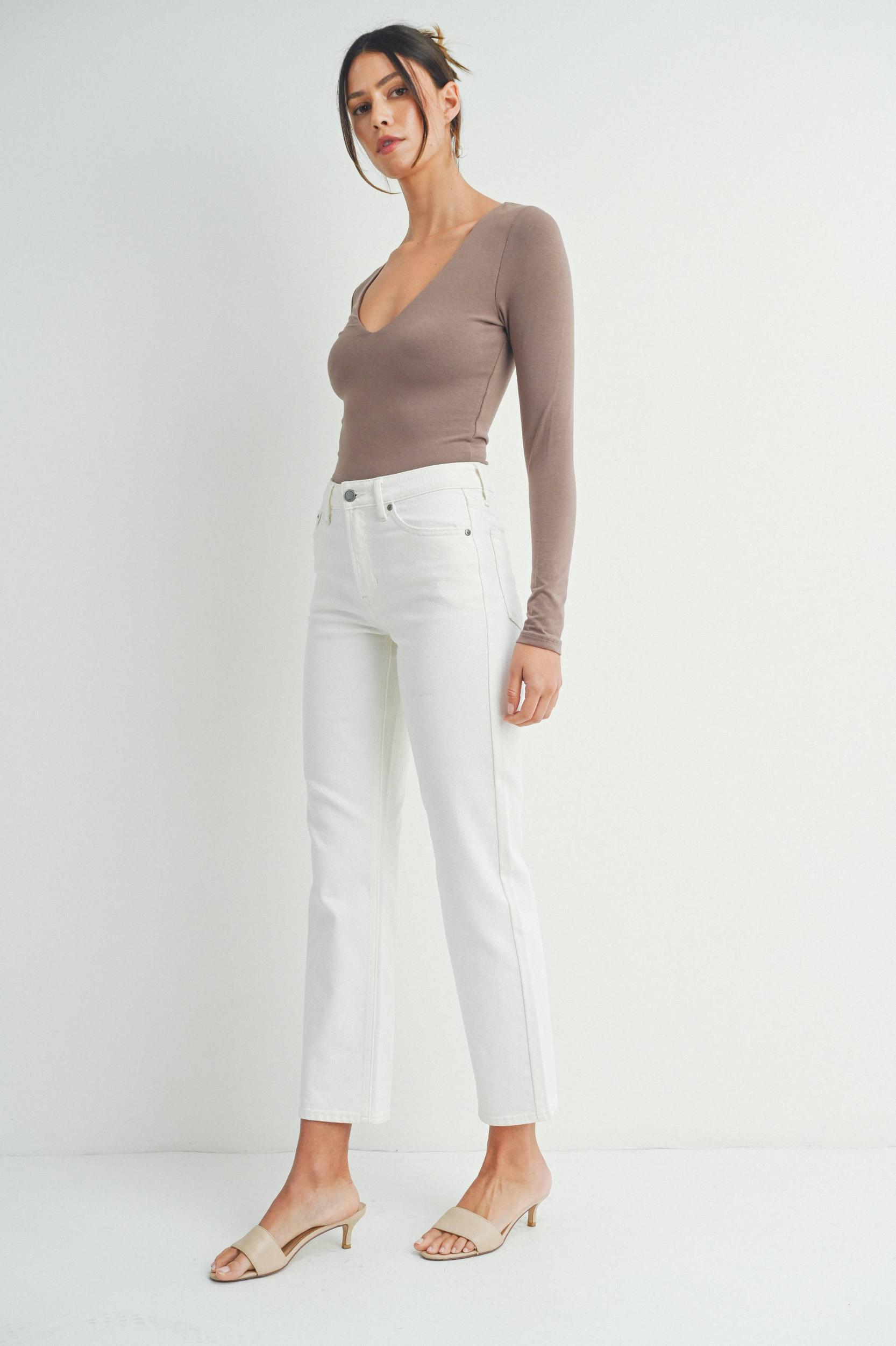 JBD Sindie Mid Rise Cream Straight Jeans Product Image