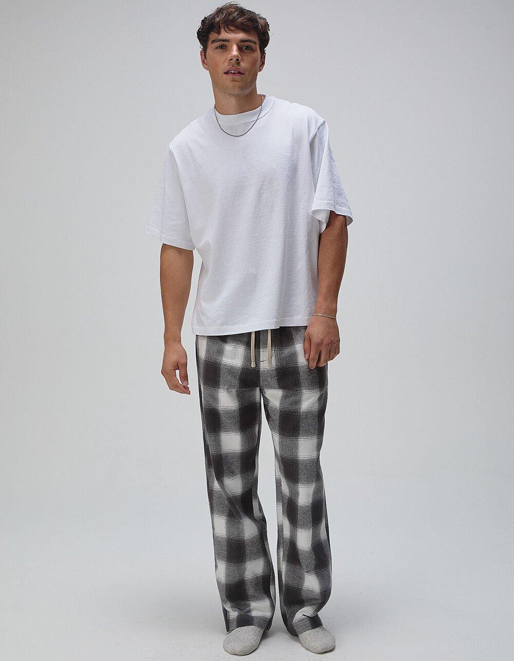 RSQ Mens Plaid Pajama Pants - WHT/GRAY Product Image