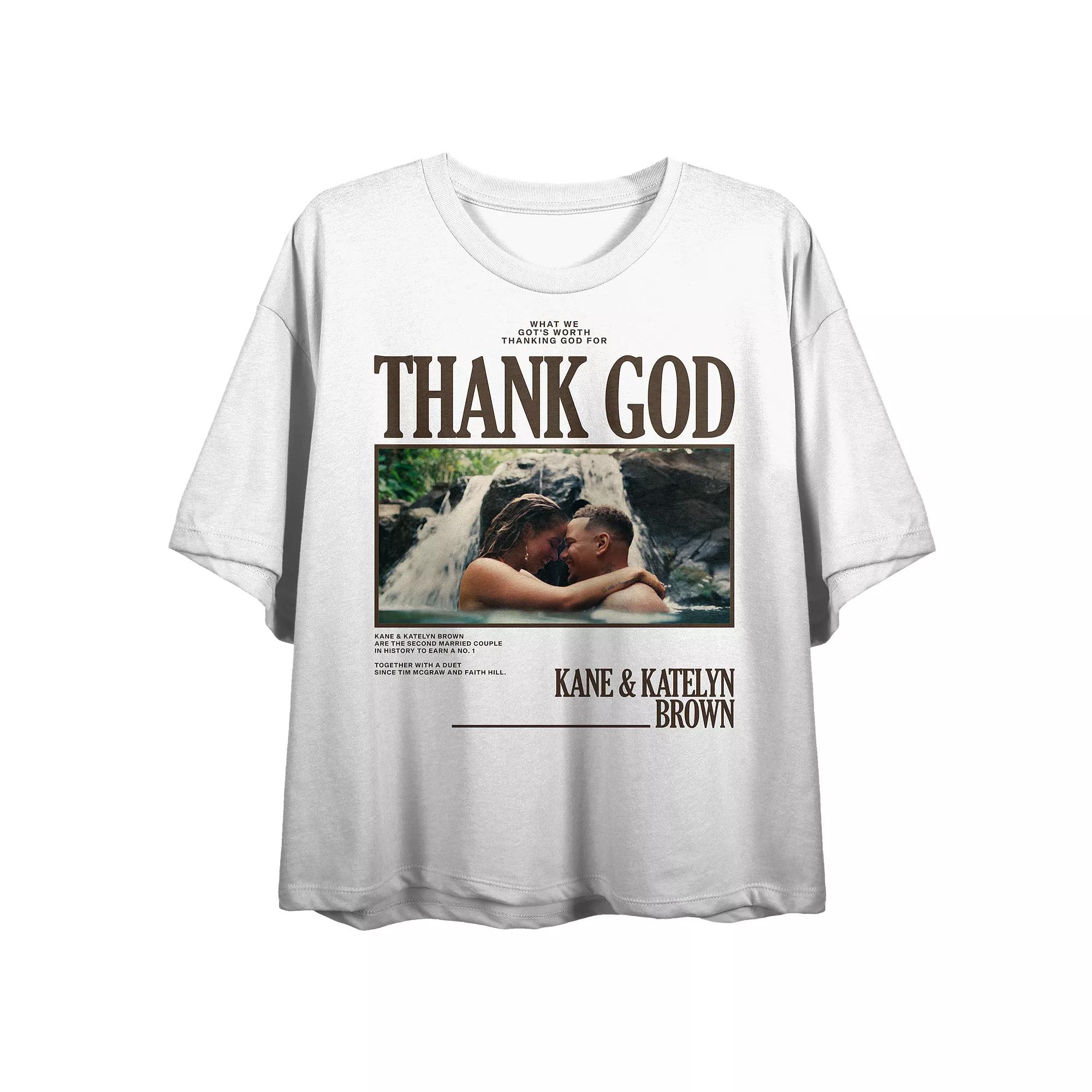 Juniors' Kane Brown Thank God Cropped Graphic Tee, Women's,  Product Image