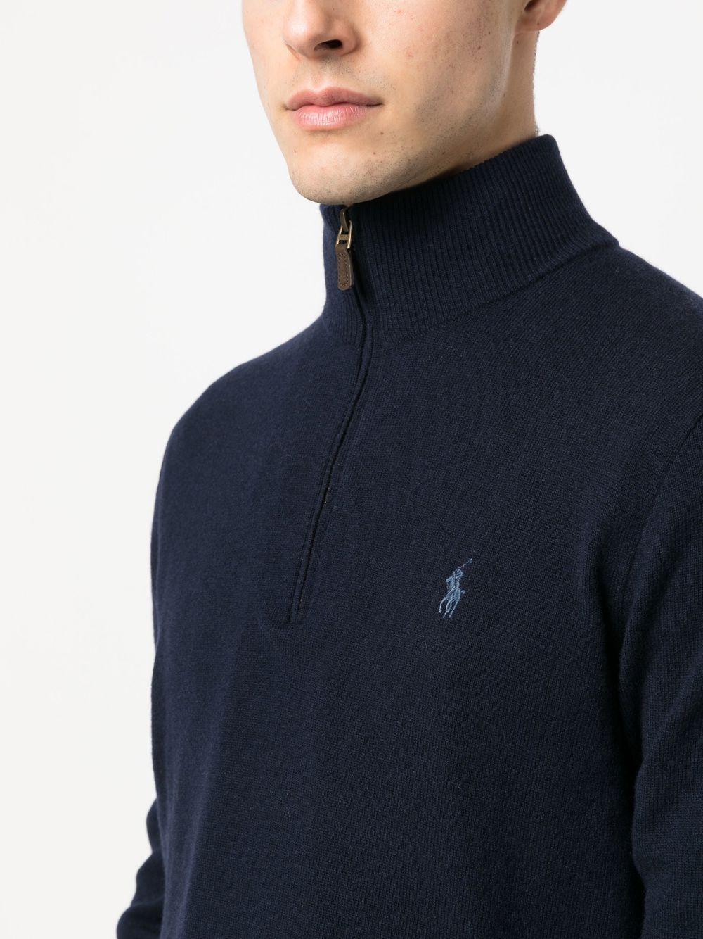 logo-embroidered half-zip sweater  Product Image