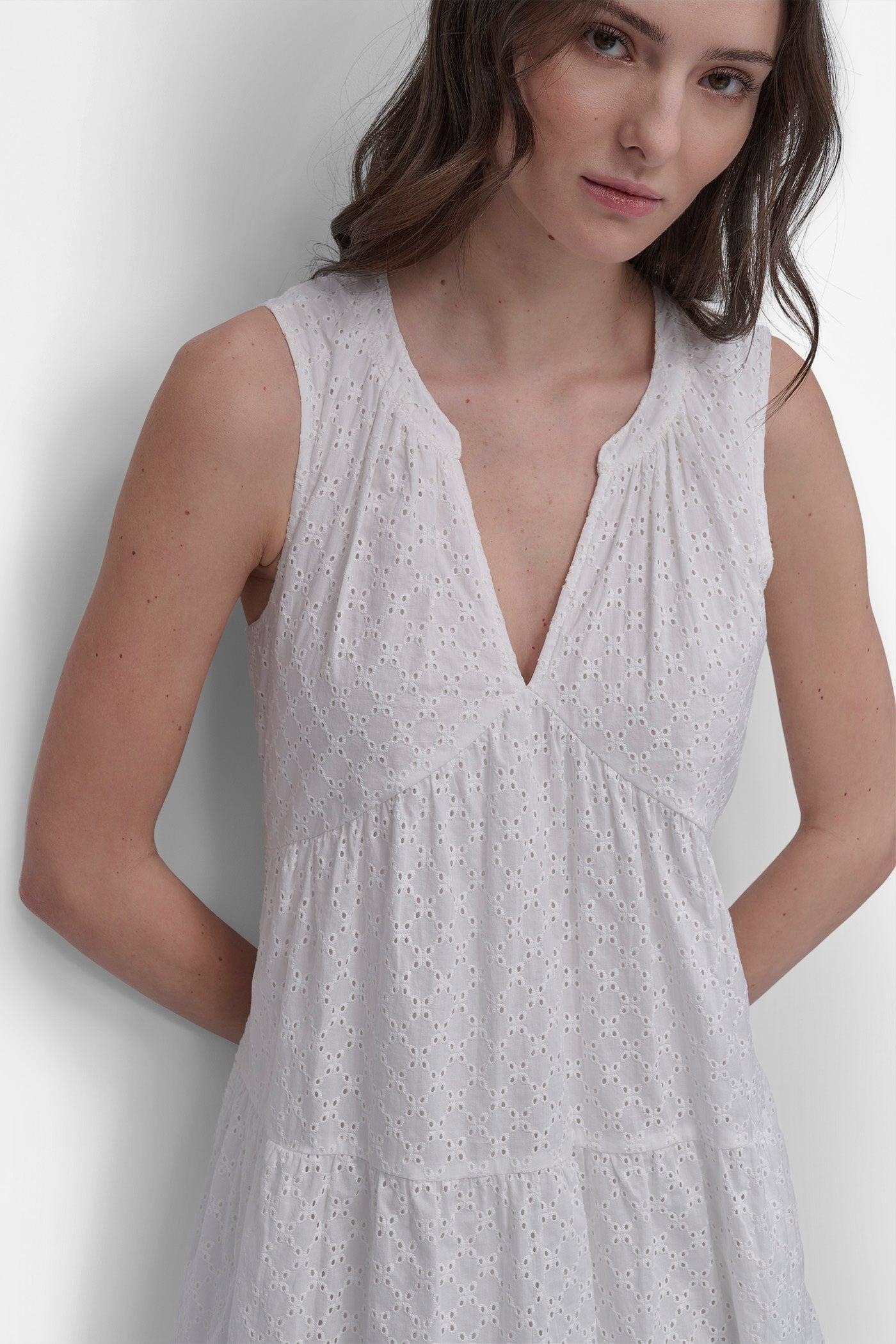 SLEEVELESS EYELET TIERED DRESS Product Image