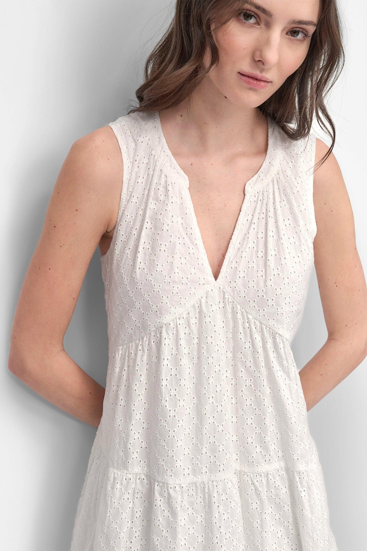 SLEEVELESS EYELET TIERED DRESS Product Image