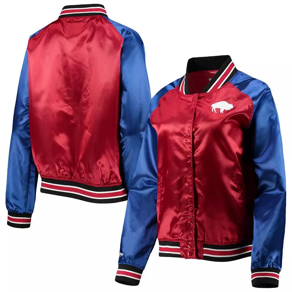 Women's Mitchell & Ness Red Buffalo Bills Team 2.0 Satin Raglan Full-Snap Jacket, Size: Large Product Image