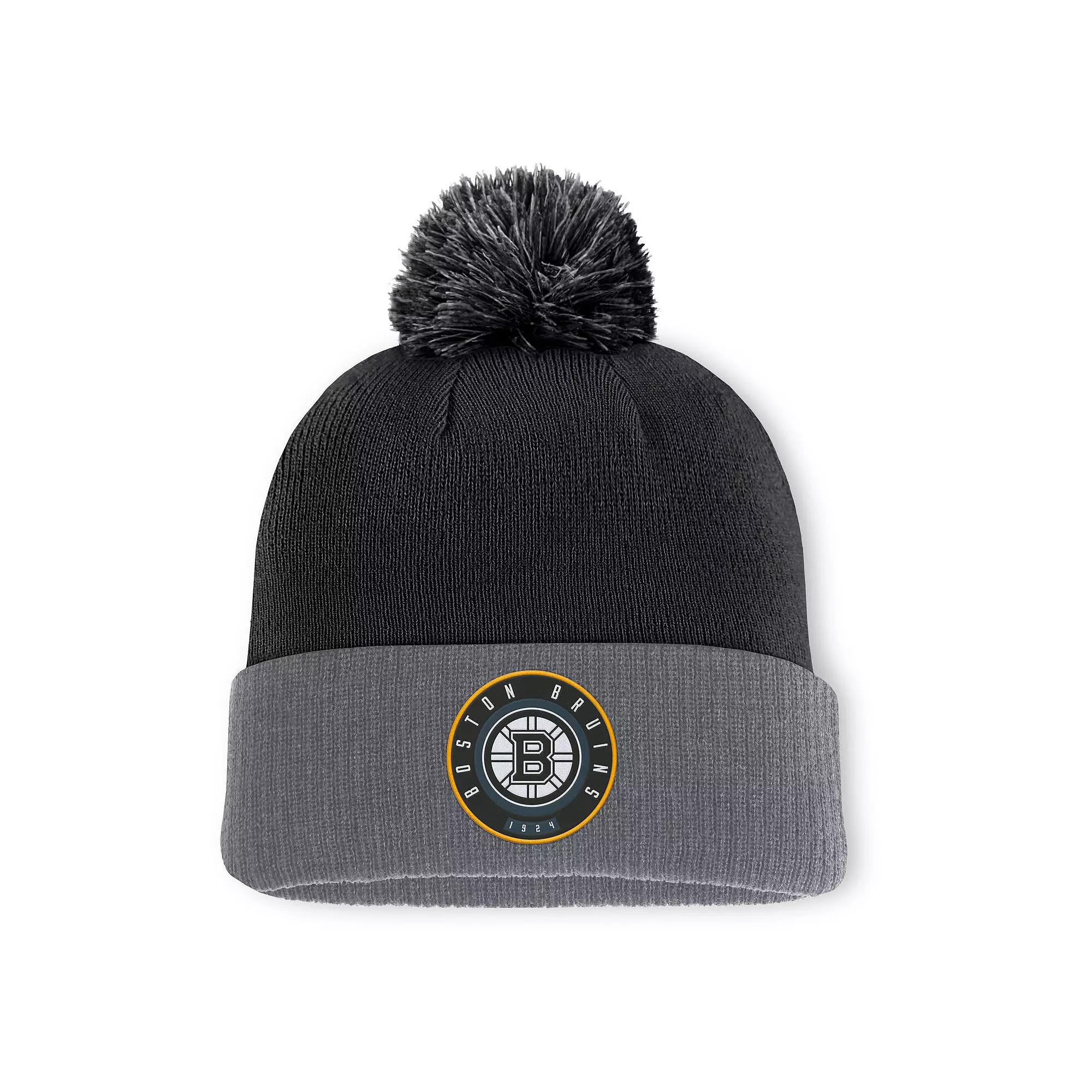 Men's Fanatics Black Boston Bruins Cuffed Knit Hat with Pom Product Image
