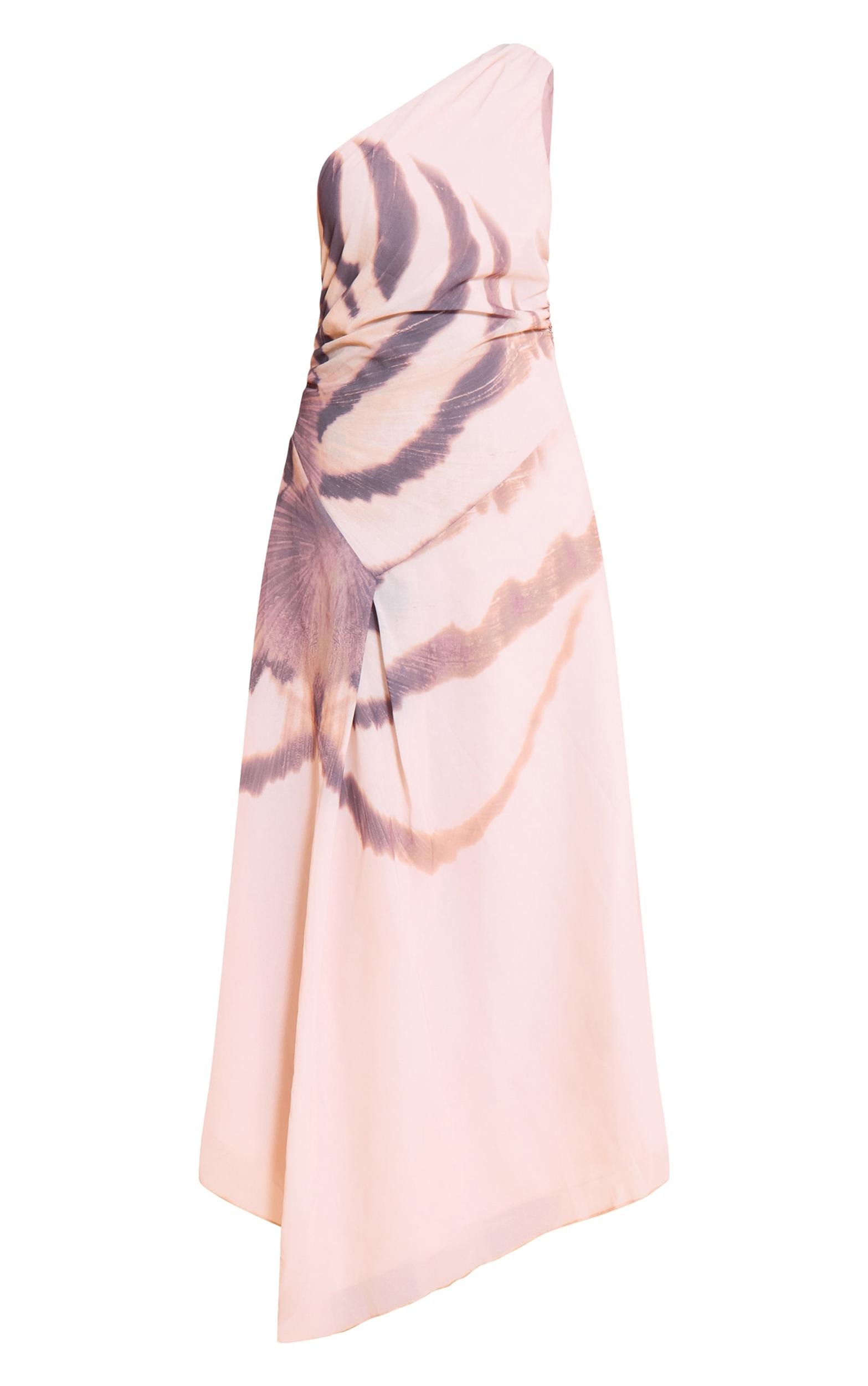 Petite Almond Printed One Shoulder Chiffon Maxi Dress Product Image