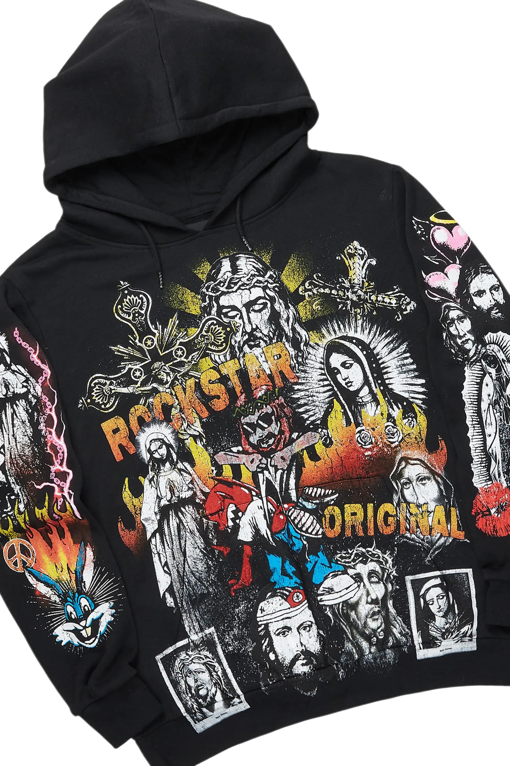 Santos Black Hoodie/Baggy Track Pant Set Male Product Image