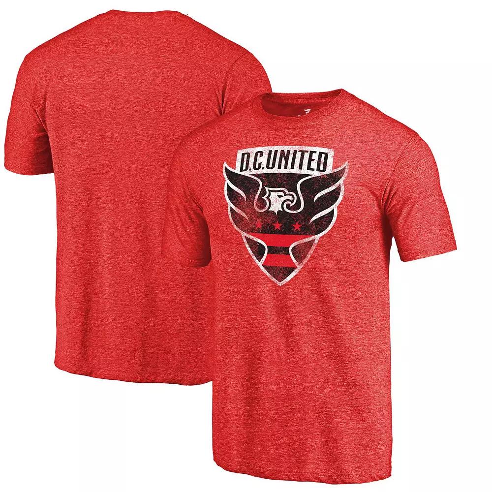 Men's Fanatics Branded Red D.C. United Primary Logo Distressed Tri-Blend T-Shirt,  Product Image