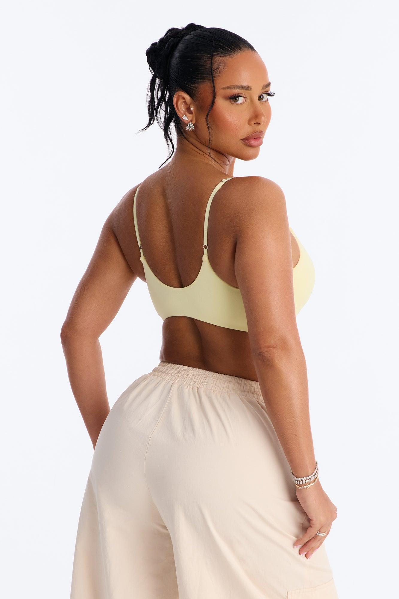Second Skin Scoop Neck Spaghetti Strap Bra Top - Yellow Female Product Image