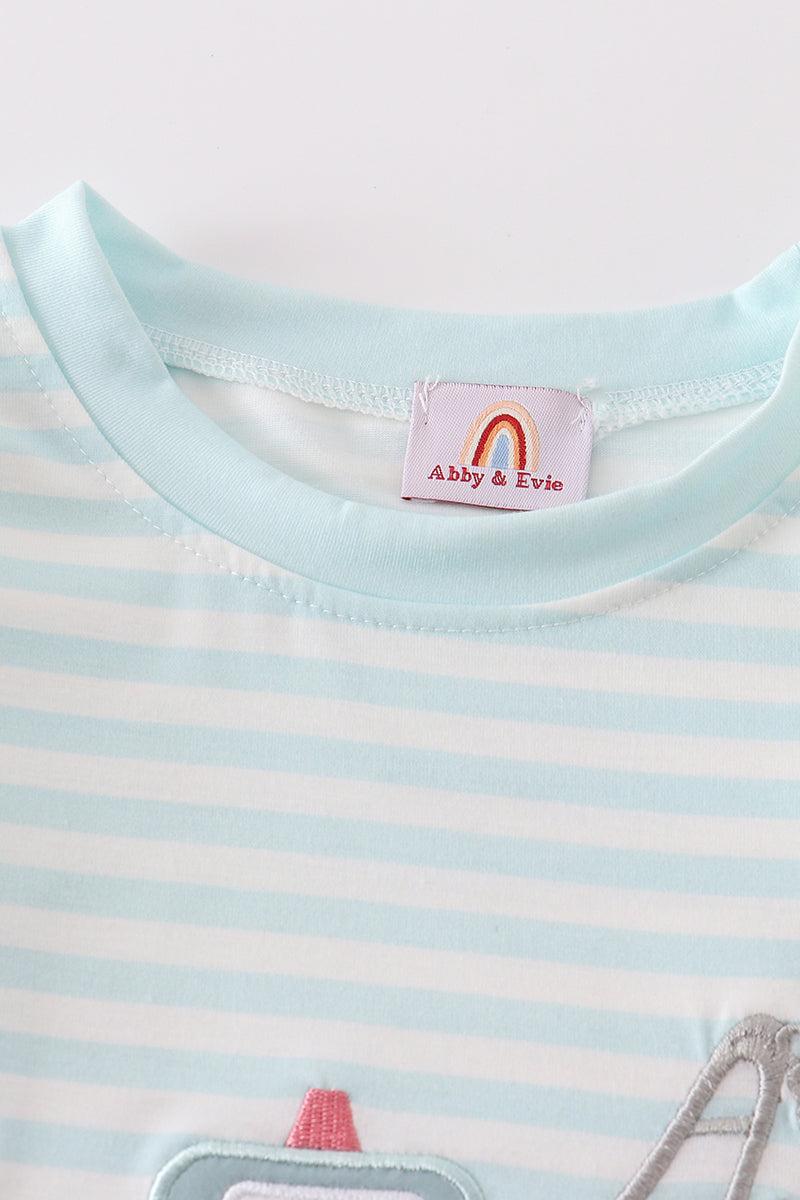 Blue stripe crane truck applique top Product Image