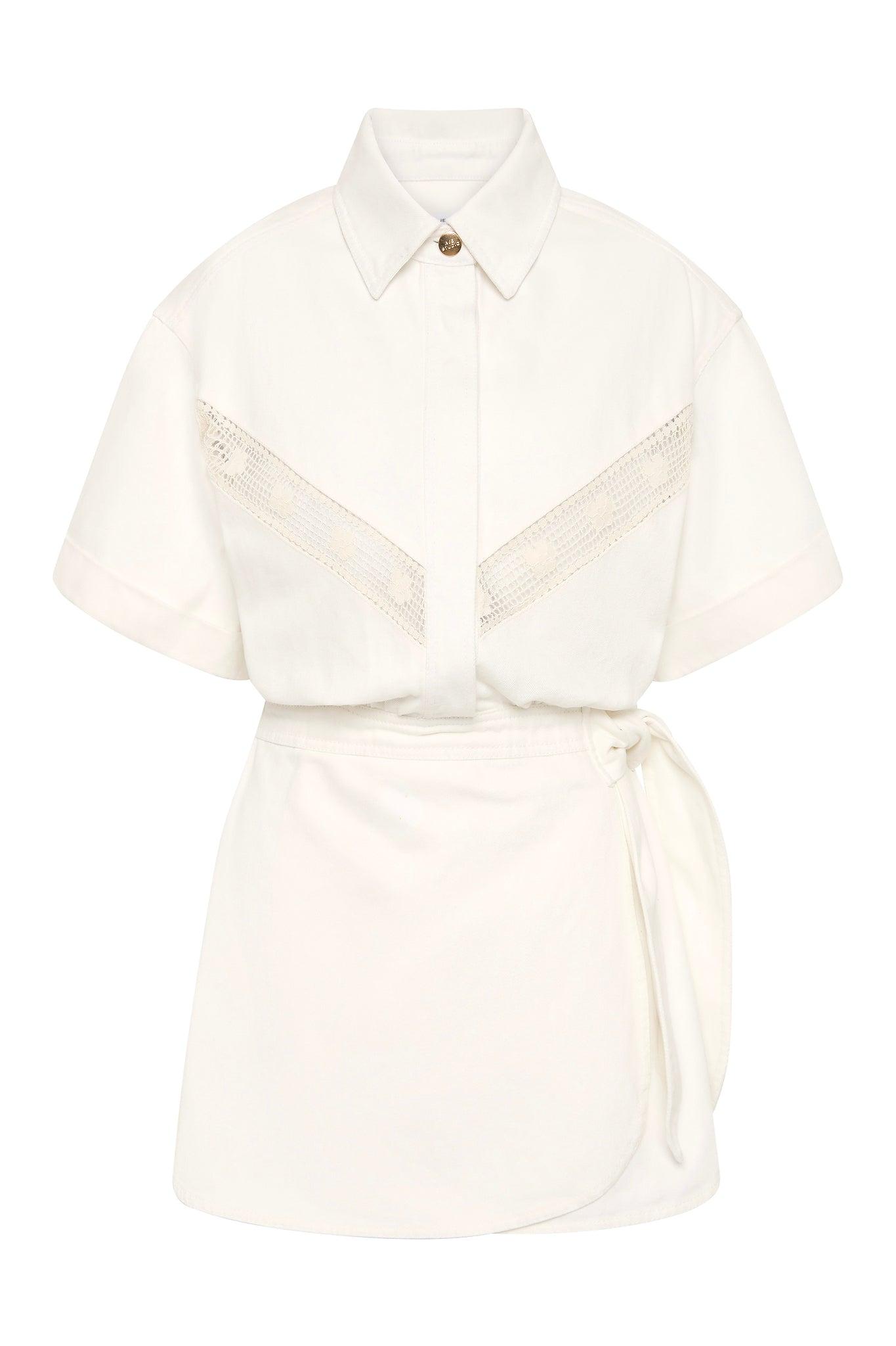 Mackay Mini Shirt Dress-WHITE / 6 Product Image