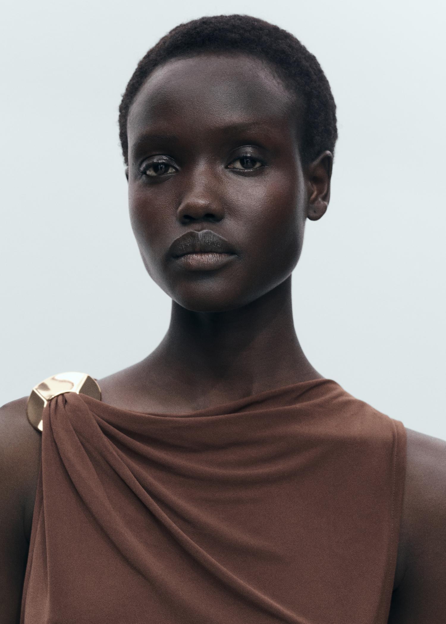 Draped dress with metallic detail - Women | MANGO USA Product Image