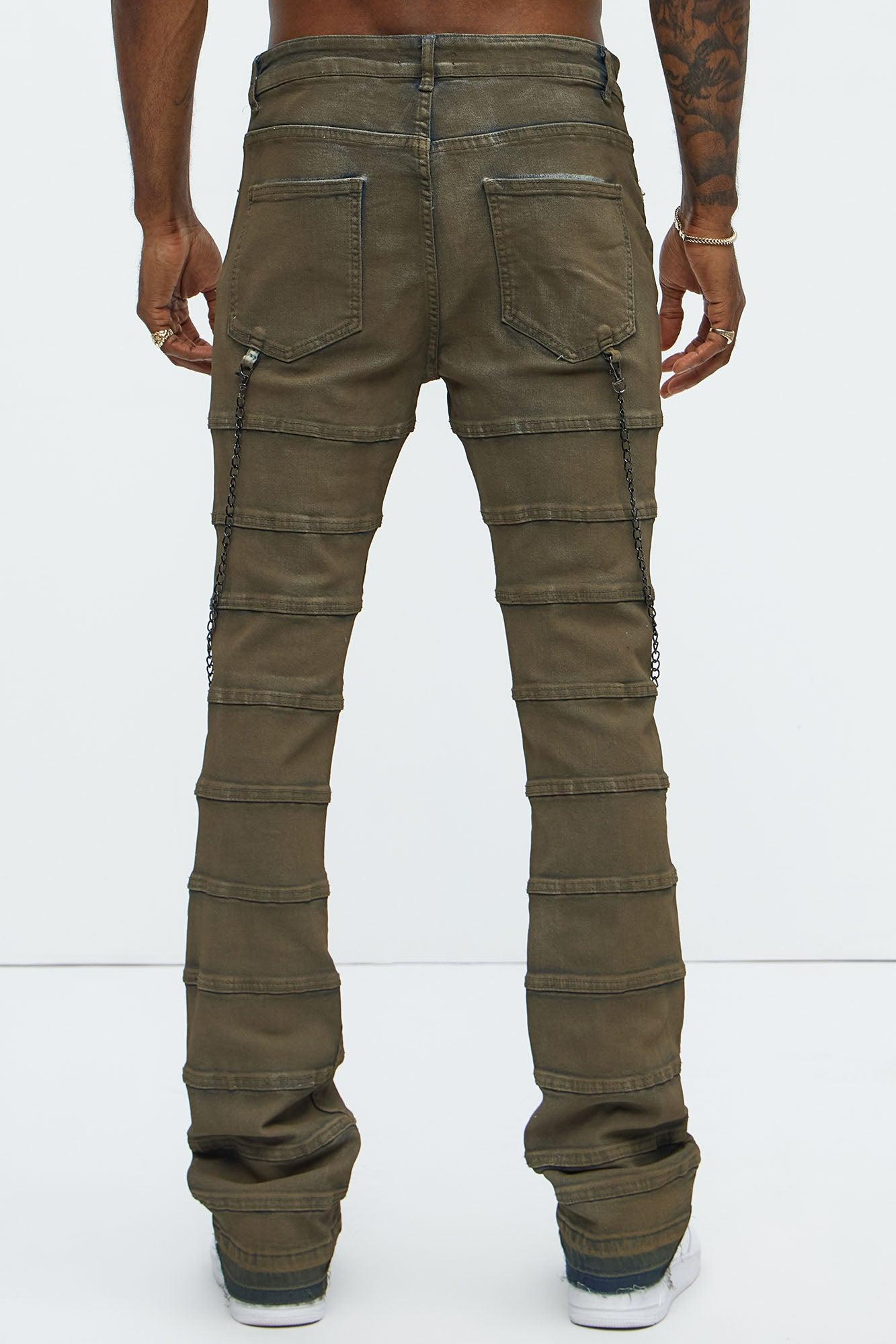 Stacked Slim Flare Paneled Chain Jeans - Vintage Wash Product Image