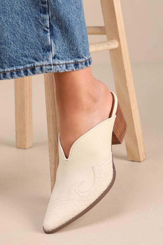 Colt Ivory Western Pointed-Toe Mules Product Image
