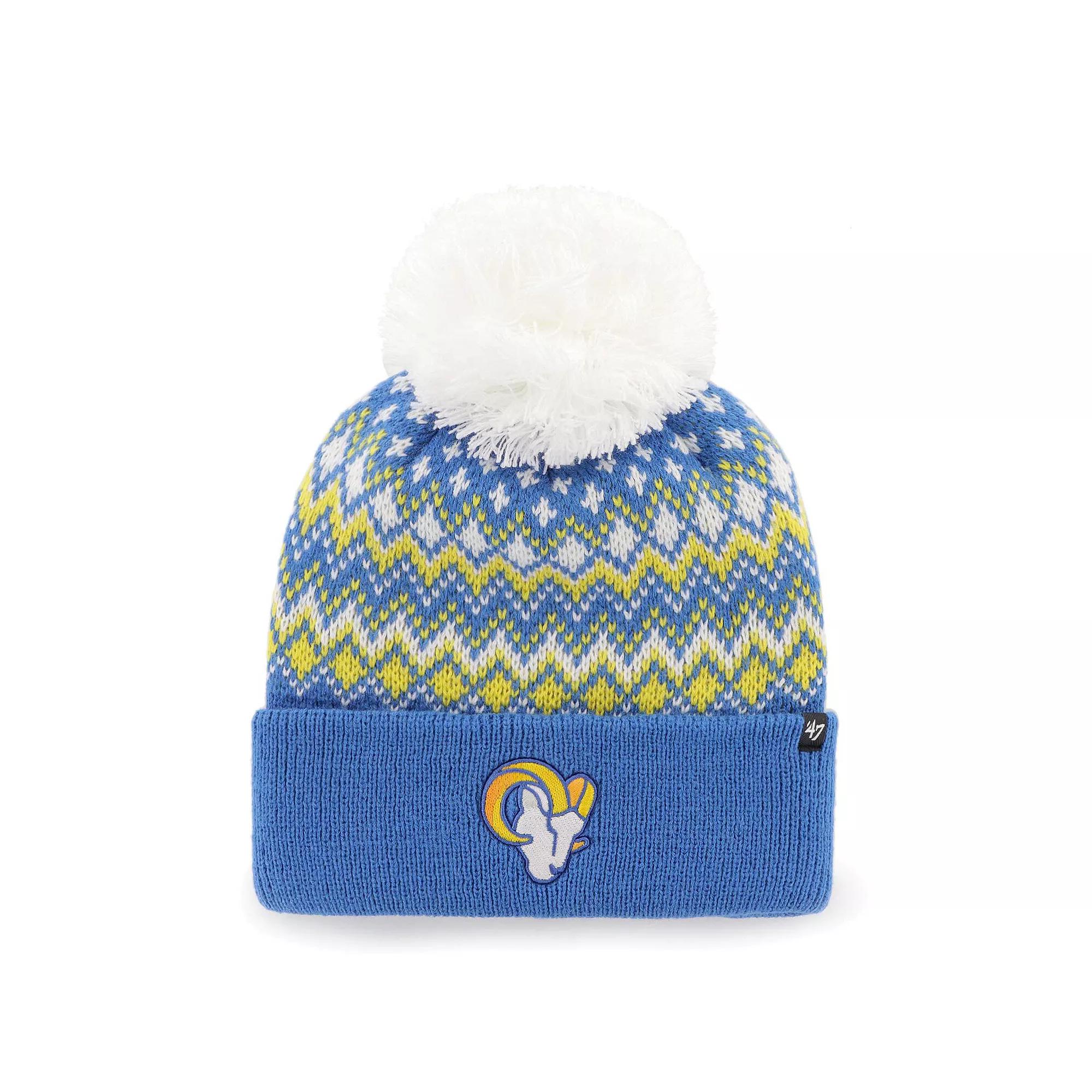Women's '47 Royal Los Angeles Rams Elsa Cuffed Knit Hat with Pom, Blue Product Image