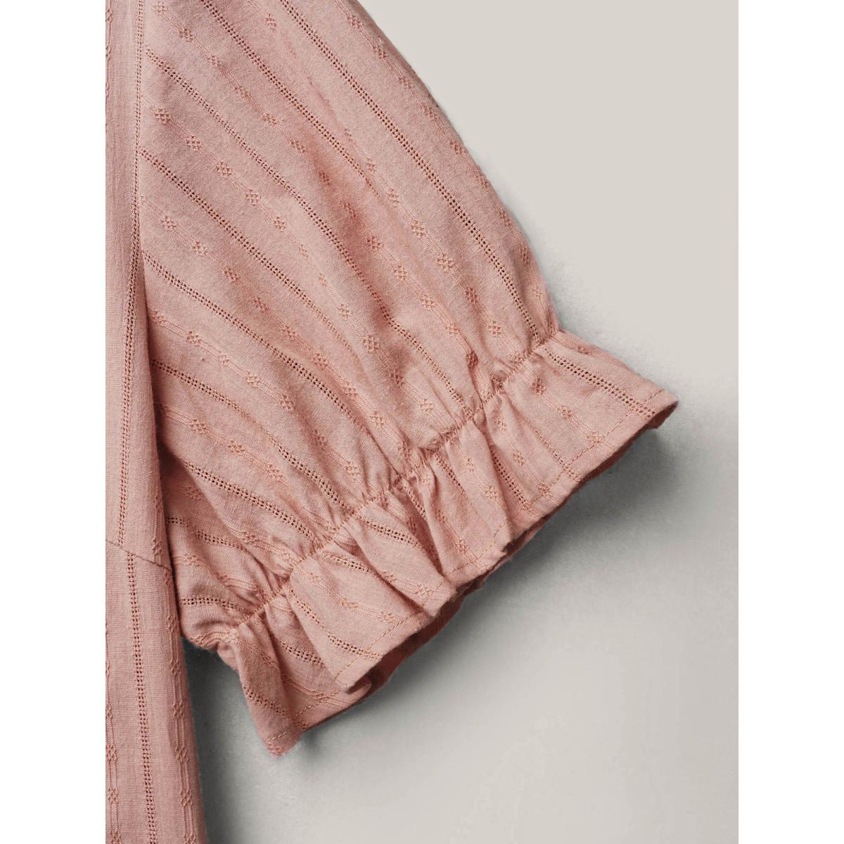 Plus Size Dirtypink Cotton Square Neck Ruffled Sleeve Shirt Women Timeless Short sleeve Square Neck Elegant Blouses BloomChic 14-16/1X Product Image