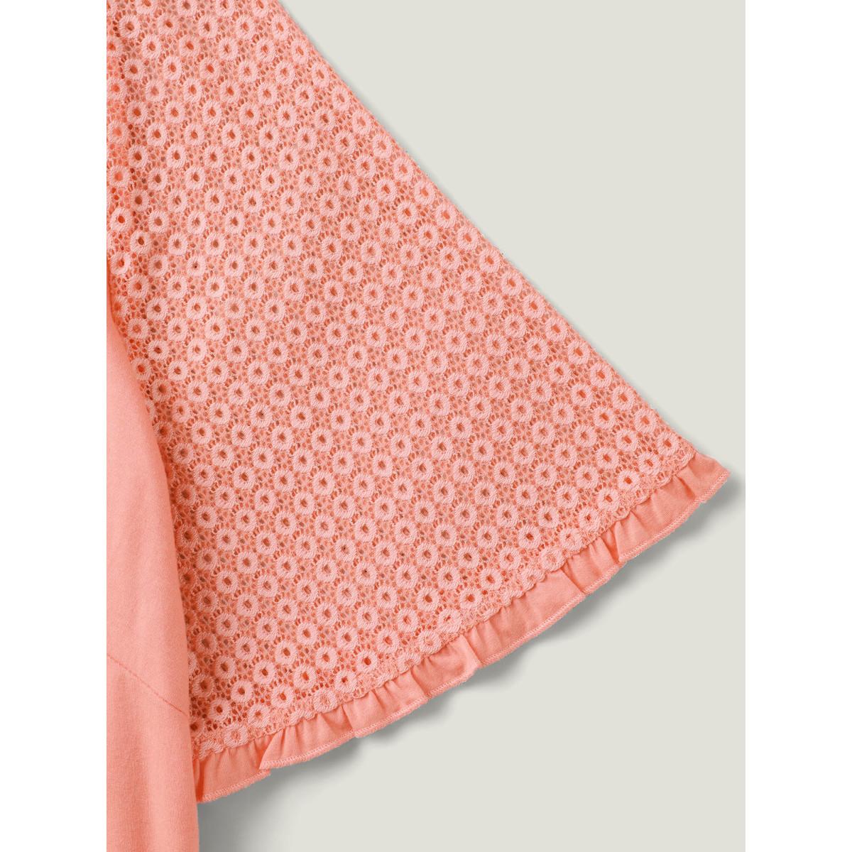 Plus Size Sheer Textured Stretchy Pockets Midi Dress Salmon Women Knit Dresses Bloomchic 14-16/1X Product Image