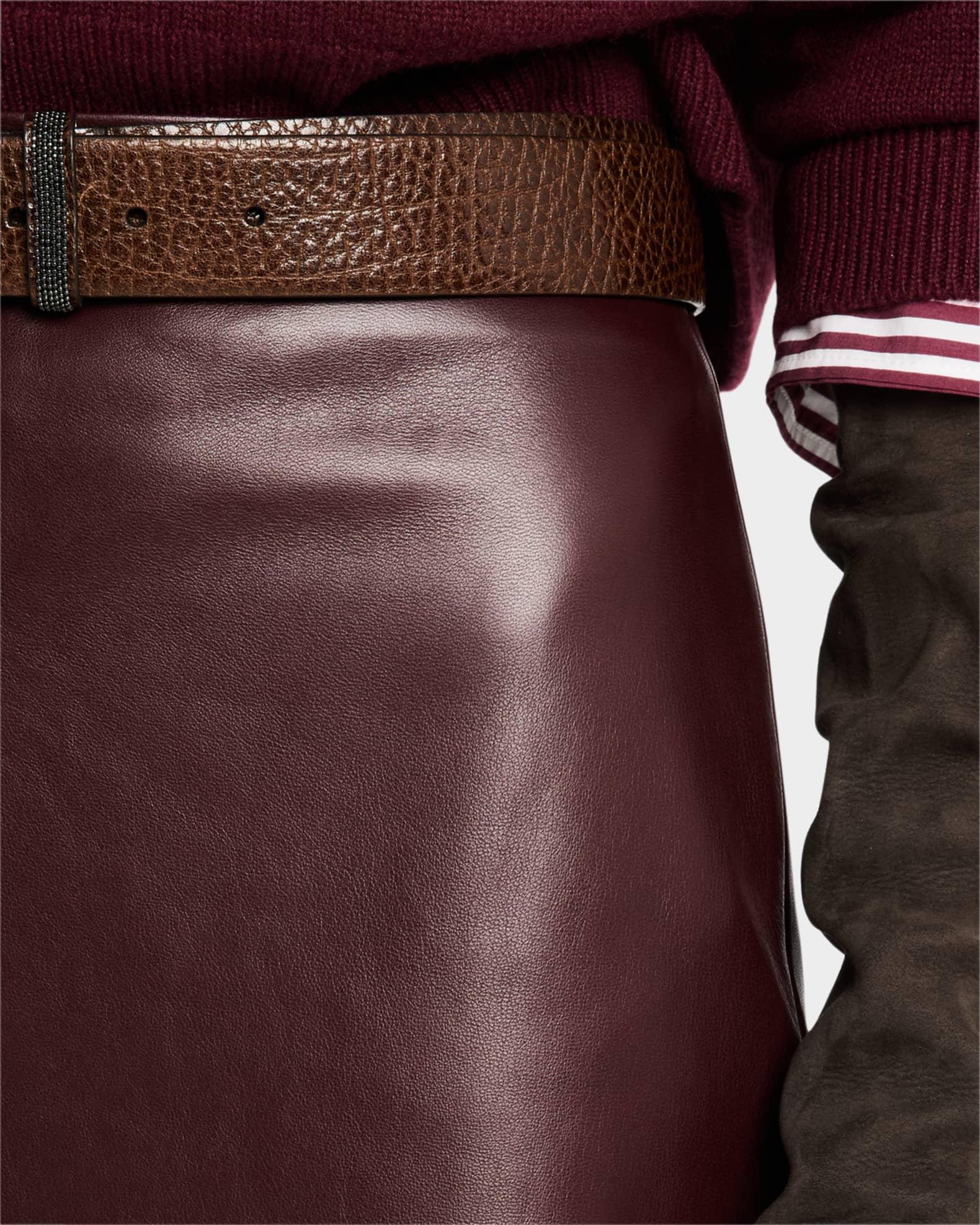 Stretch Nappa Leather Midi Skirt Product Image