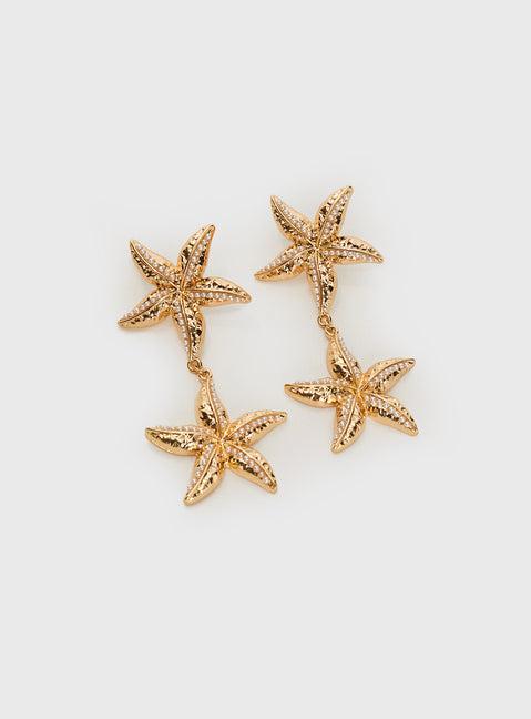 Starfish Drop Earrings Gold Product Image