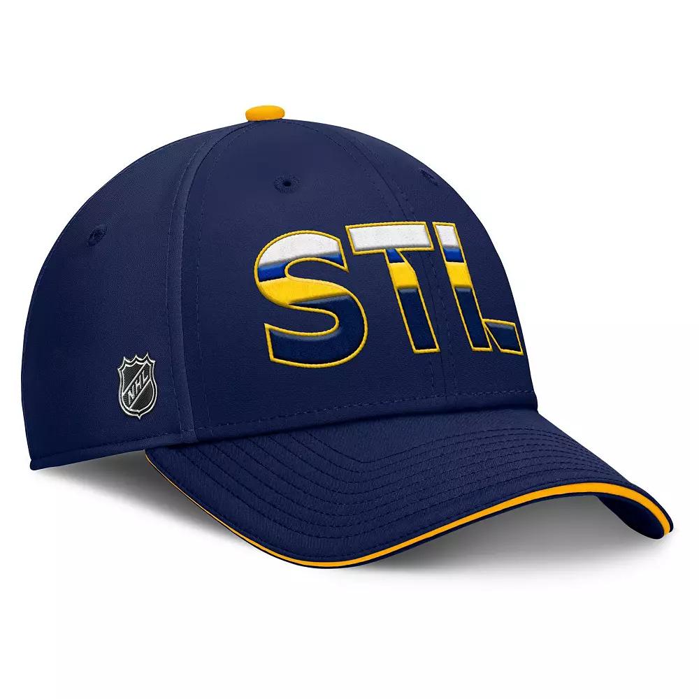 Men's Fanatics Navy/Gold St. Louis Blues Authentic Pro Rink Team Code Flex Hat,  Product Image