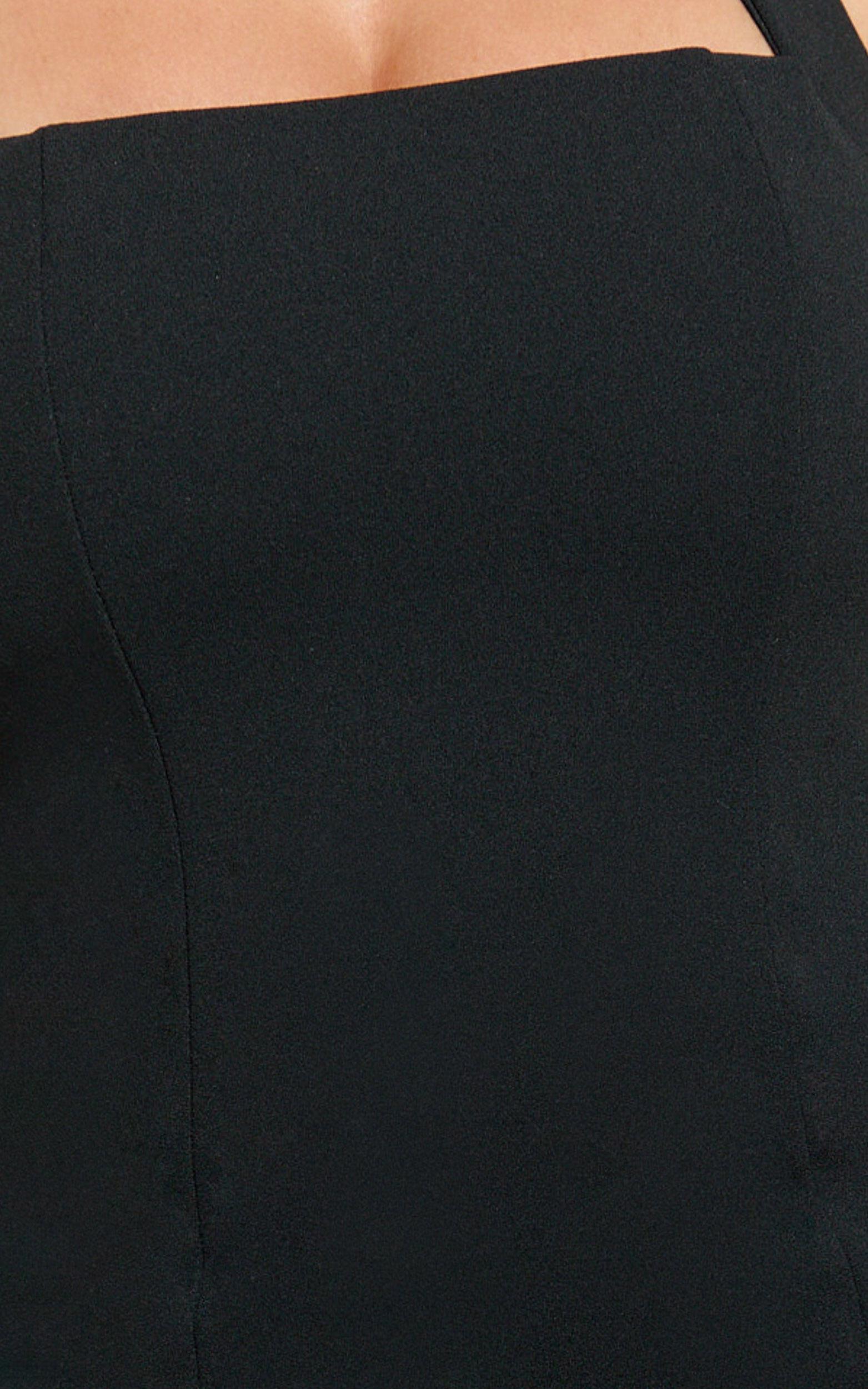 Zahra Mini Dress - Halter Tie Square Neck Bodycon Dress in Black Product Image