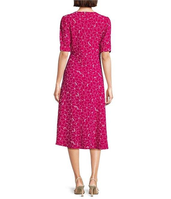 Leslie Fay V-Neck Empire Waist Midi Dress Product Image
