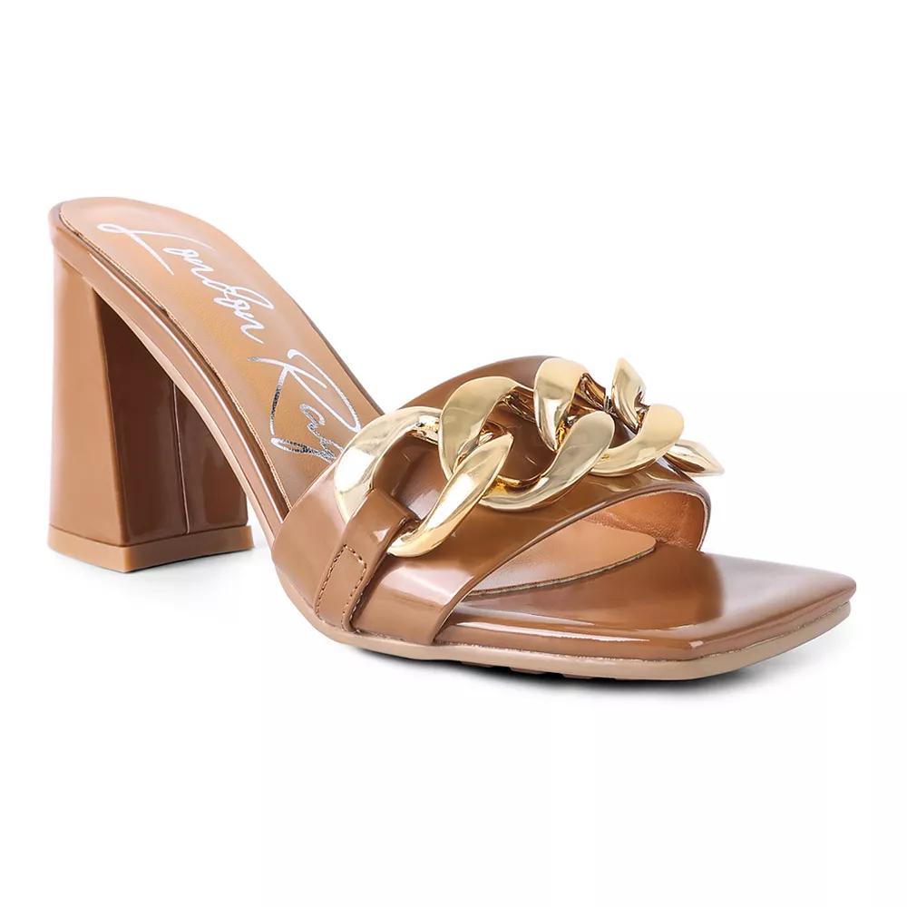 London Rag Playdoll Metal Chain Block Heel Women's Sandal, Size: 6, Macchiato Product Image