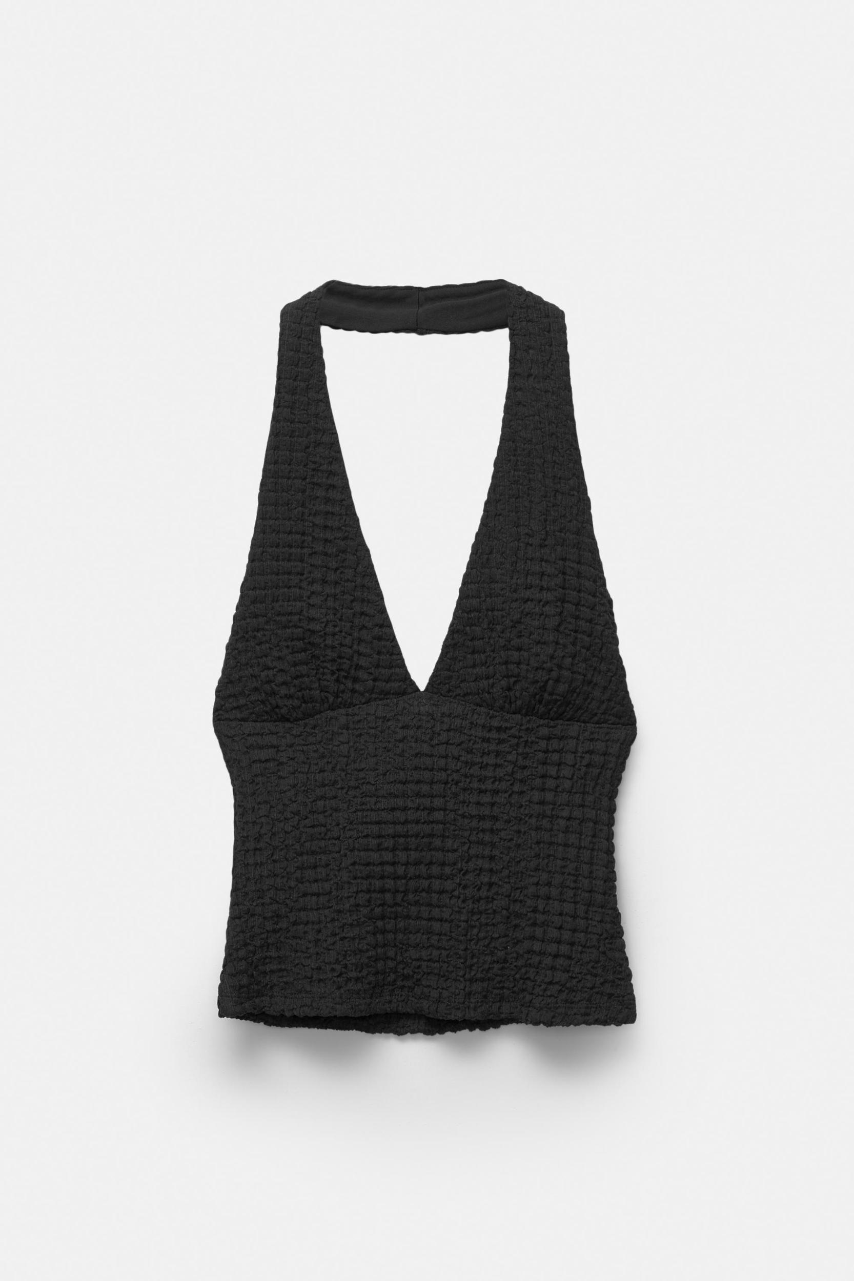 Creased-effect halter top Product Image