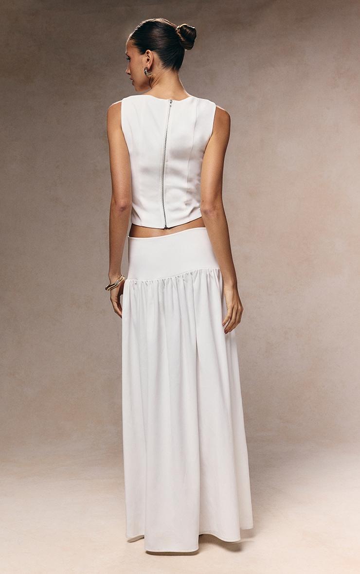 White Woven Pleated Midaxi Skirt Product Image