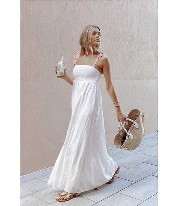 Petal & Pup Odessa Embroidery Square Neckline Sleeveless Empire Waistline Maxi Dress Product Image