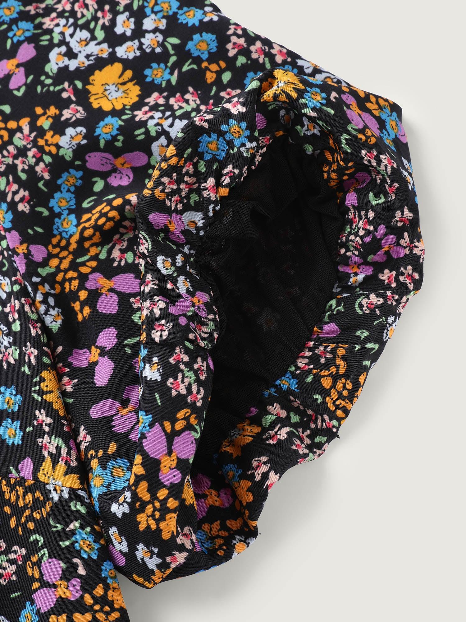 Floral Print Deep V-Neck Midi Dress Female Product Image