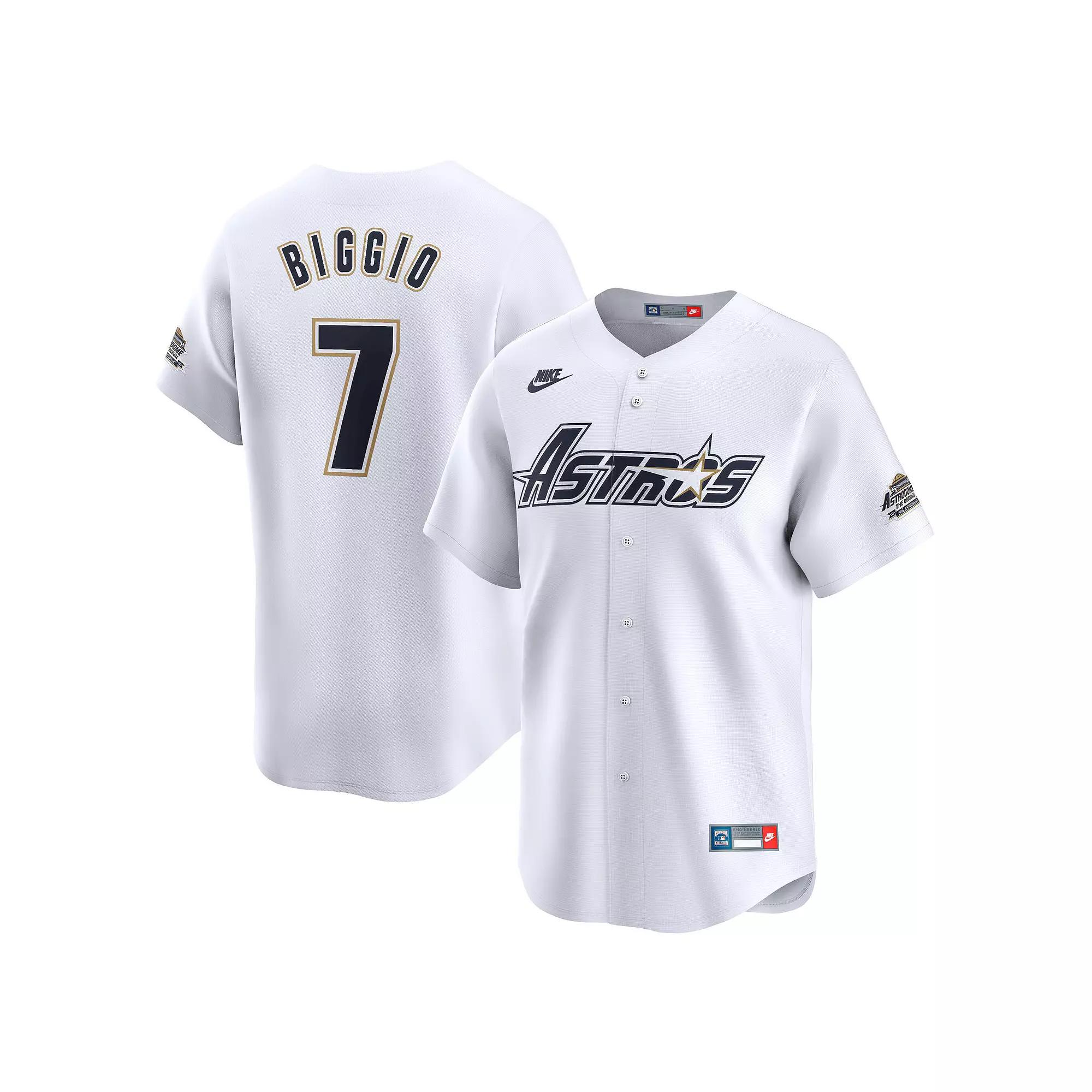 Men's Nike Craig Biggio White Houston Astros Throwback Cooperstown Collection Limited Jersey,  Product Image