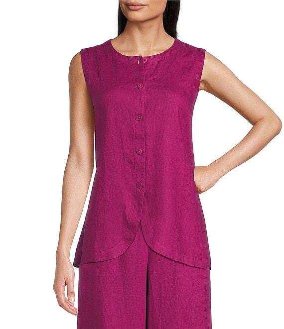Eileen Fisher Organic Linen V-Neck Sleeveless Vest Product Image