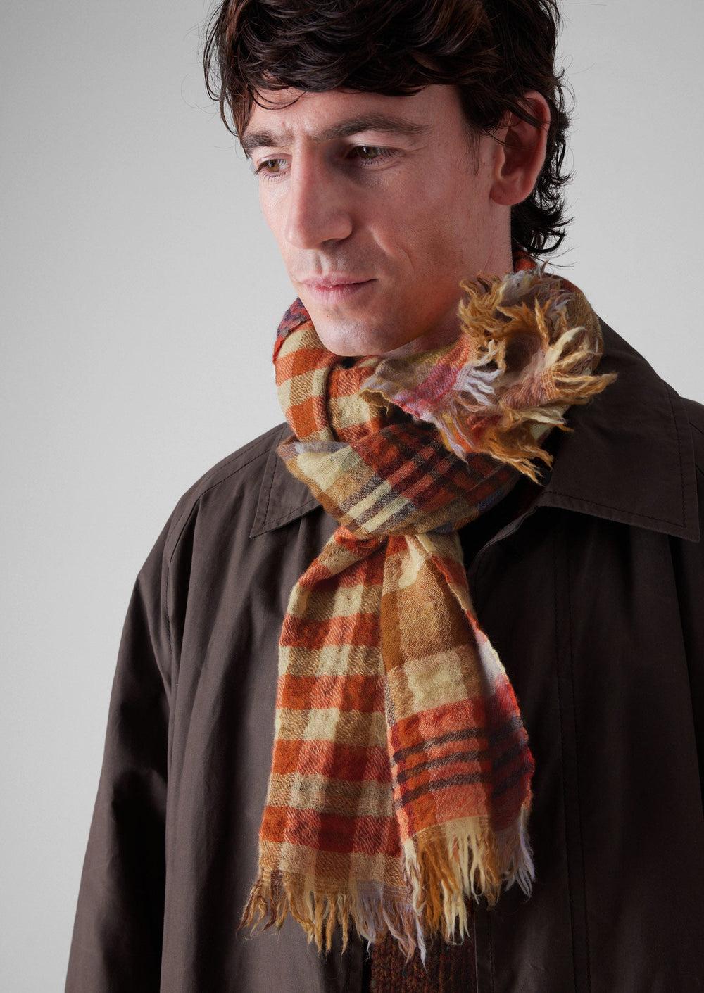 Dual Check Handwoven Knot Scarf | Primrose Yellow/Multi Product Image
