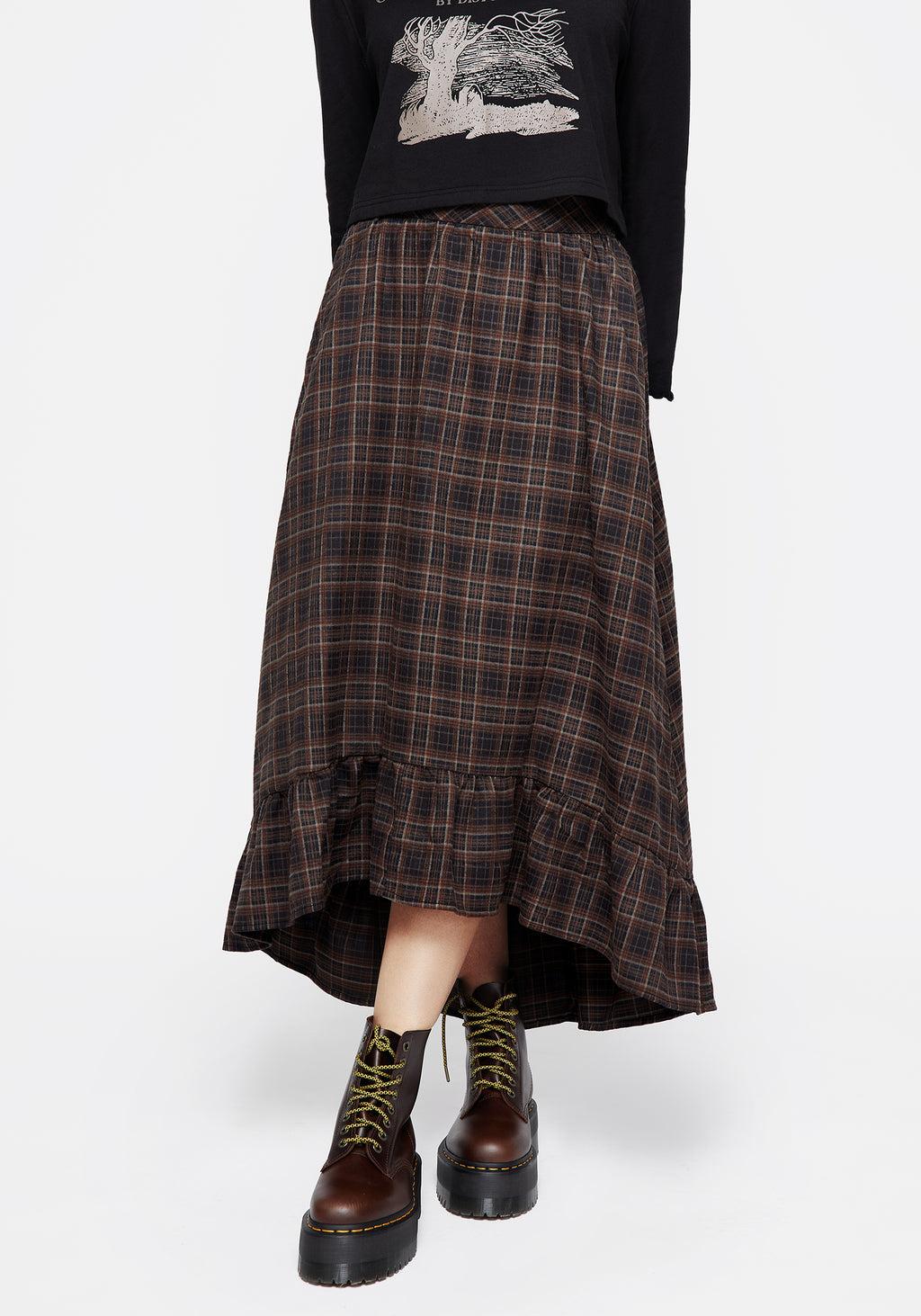 Embla Check Ruffle Maxi Skirt Product Image